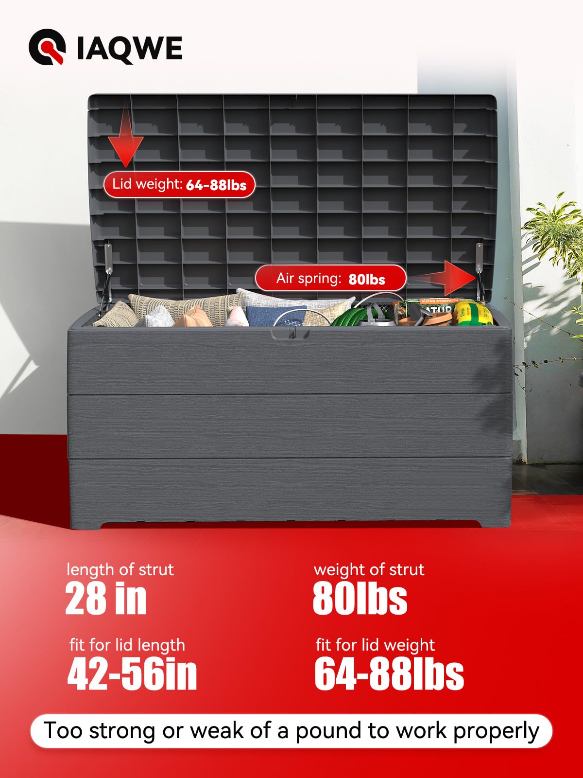 Iaqwe 28Inch 80Lb Gas Struts Springs Shocks Lift Support For Boat Cover Rv Bed Storage Heavy Duty Toolbox Lid Trash Bin Outdoor