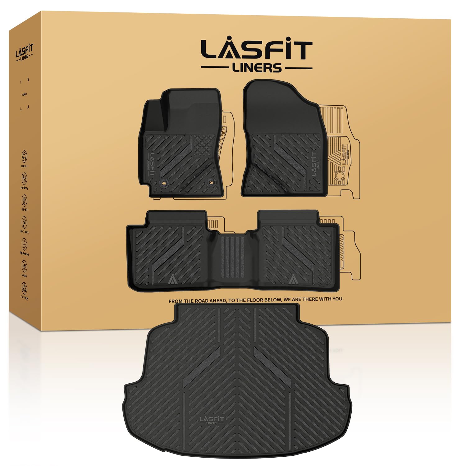 Lasfit Floor Mats&Trunk Mat For Toyota Corolla Sedan 2014-2019 (Only For Automatic) All Weather Tpe Mats Custom Fit Floor Liner
