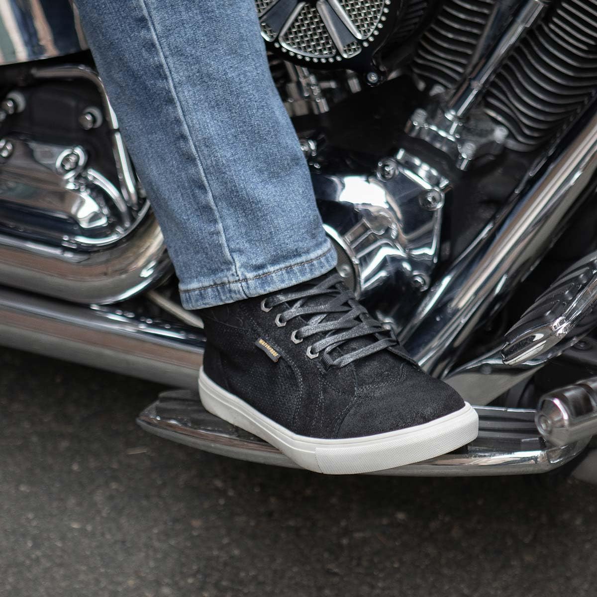 Milwaukee Leather MBM9155 Men's Black Suede Leather Reinforced Street Riding Waterproof Shoes w/Ankle Support - 11