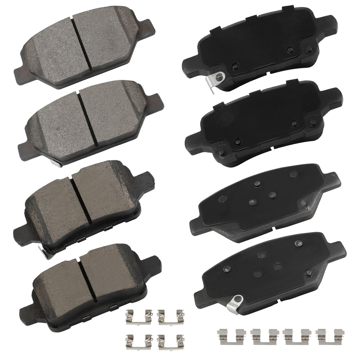Cciyu D1886 Front(Metal) & D1915 Rear(Ceramic) Disc Brake Pads Set W/Hardware Fit For Buick For Lacrosse 2017-2019,For Chevy For