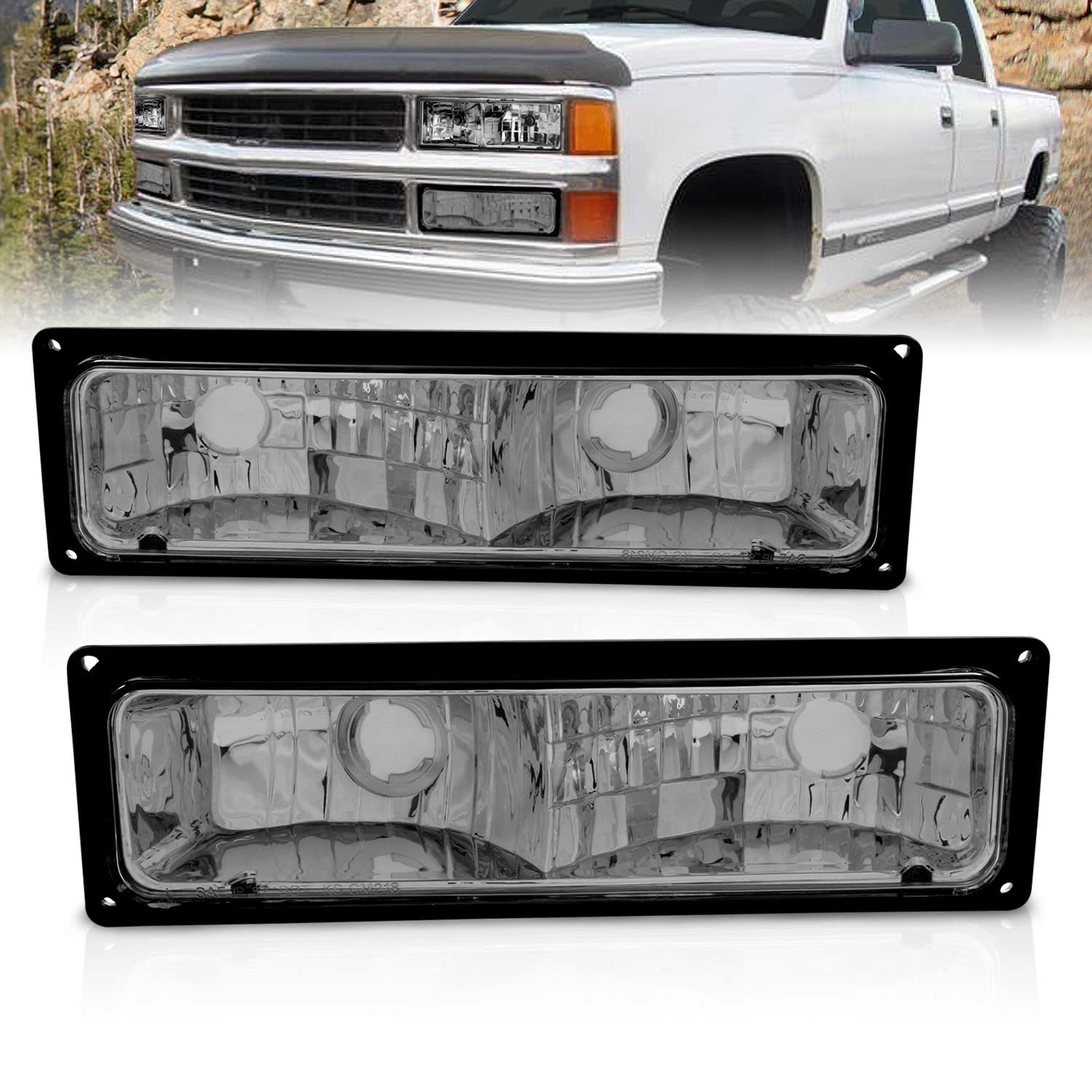 Amerilite Replacement Packing Turn Signal Lights Smoke Pair For 88-98 Chevy Full Size - Passenger And Driver Side