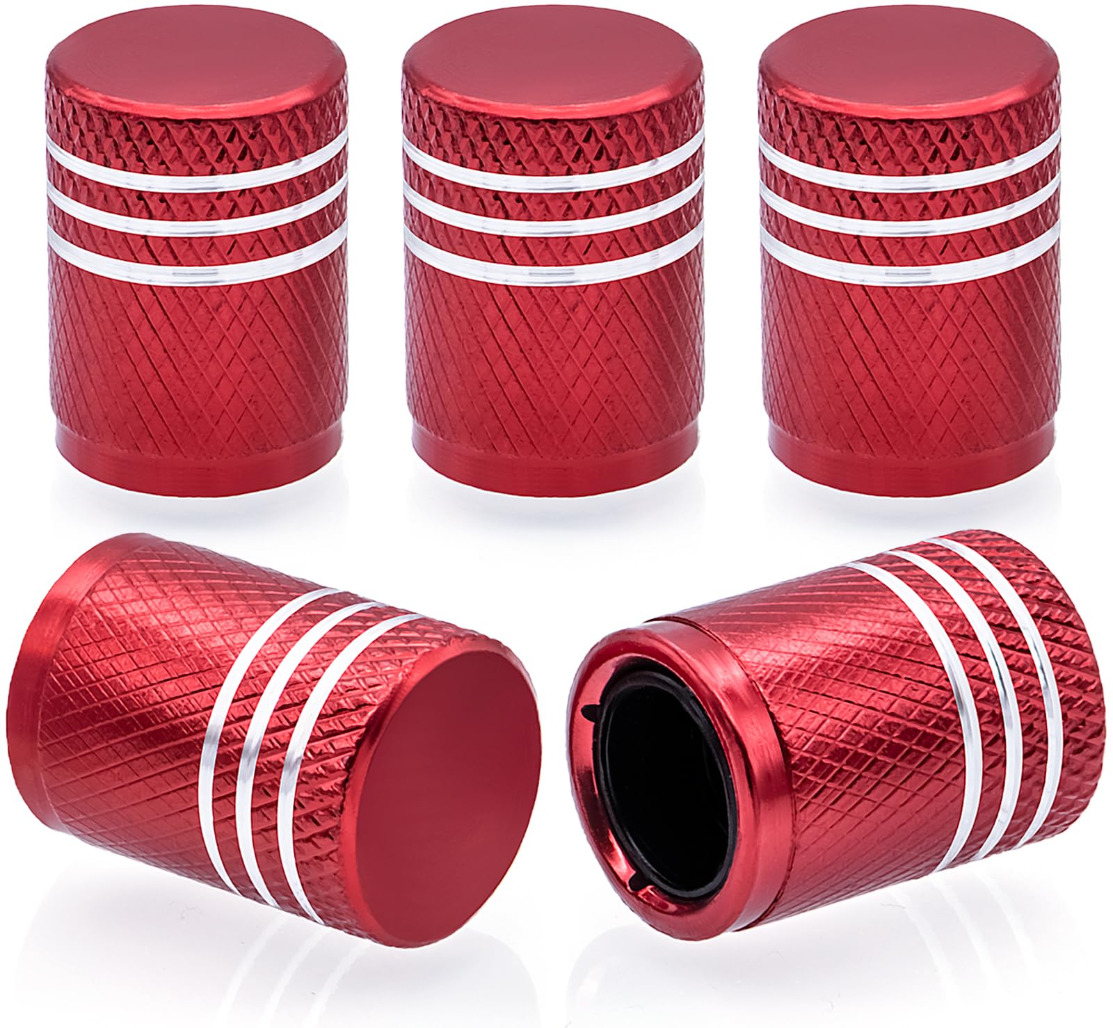 Meajoo 5Pcs Tire Valve Stem Caps, With Plastic Liner, Corrosion Resistant Leak-Proof, Anodized Alloy Universal Tire Valve Stem C