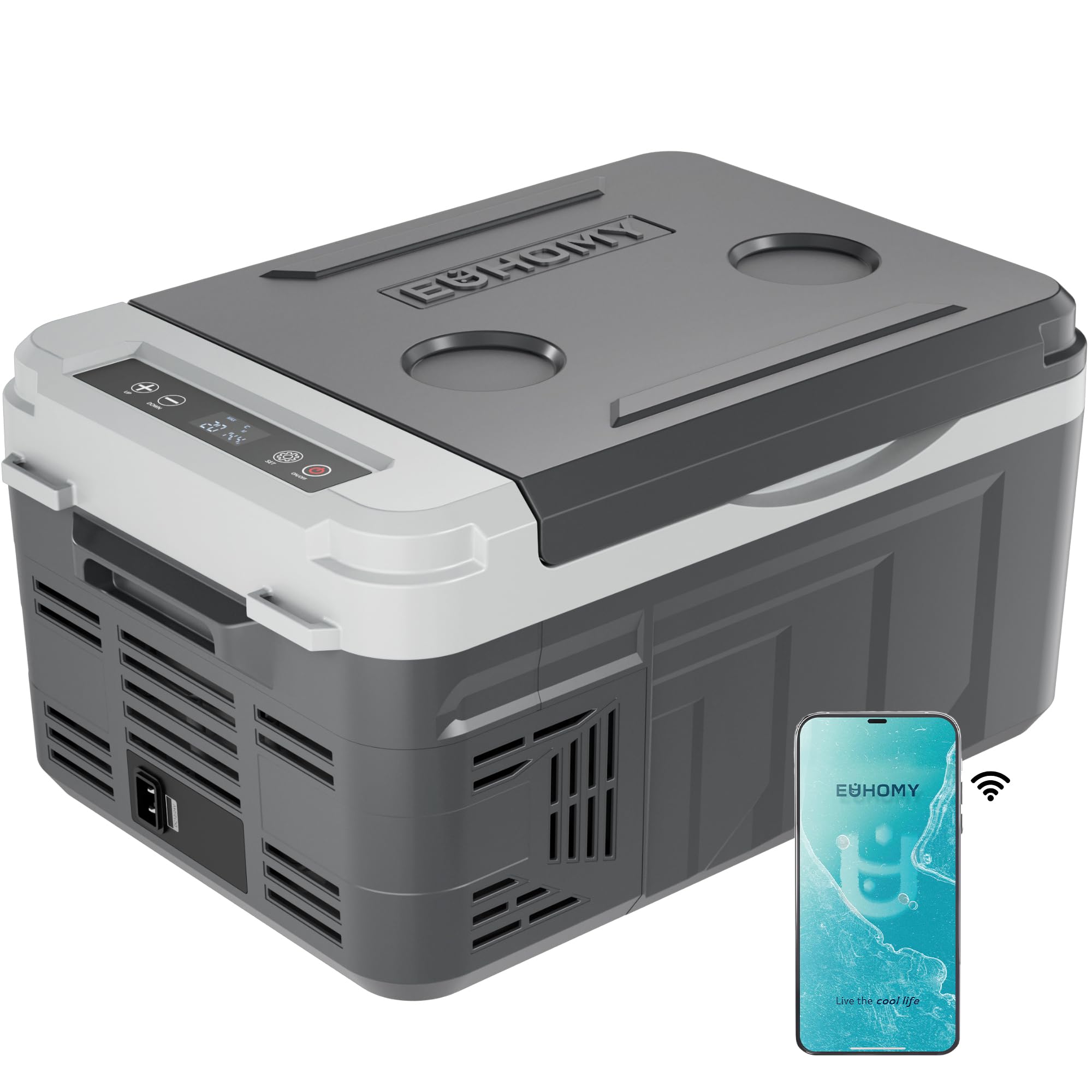 EUHOMY 12 Volt Refrigerator, 11 Quart (10L) Compressor Electric Cooler APP Control, Car Fridge 12/24V DC & 120-240V AC, Car refr