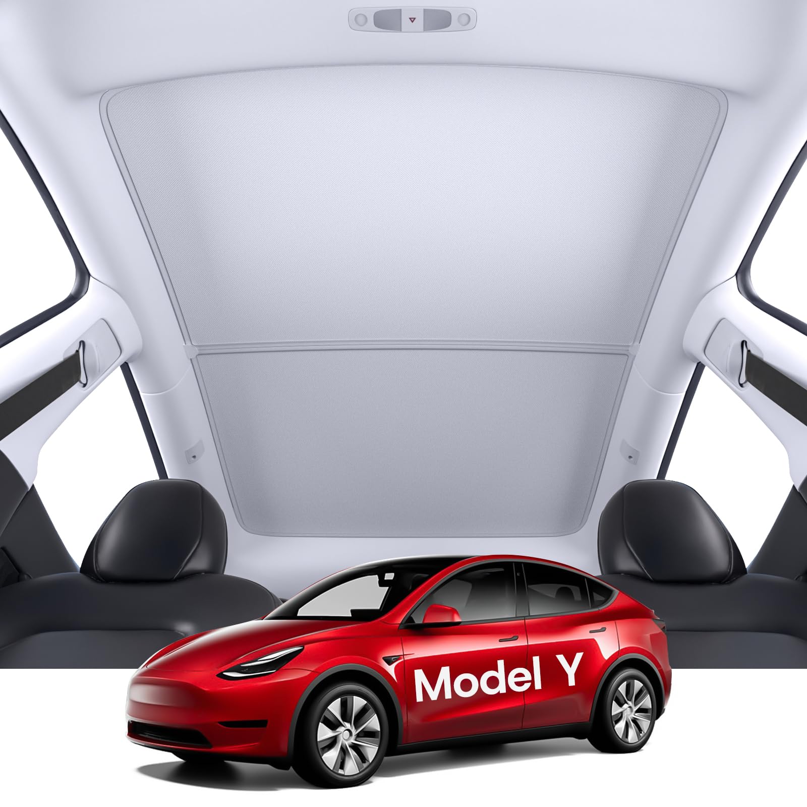 Sumk Sunshade Roof For Tesla Model Y Accessories 2025, [Never Sag & No Light Leakage] Magnetic Nano Ice-Crystal Heat Insulation