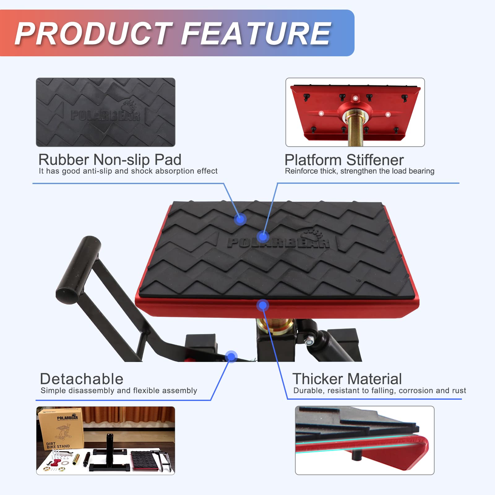 Polarbear Dirt Bike Stand Quick Jack Hydraulic Stand Motorcycle Low Profile Jack Portable Aluminum 1200Lbs Capacity For Pit Bike