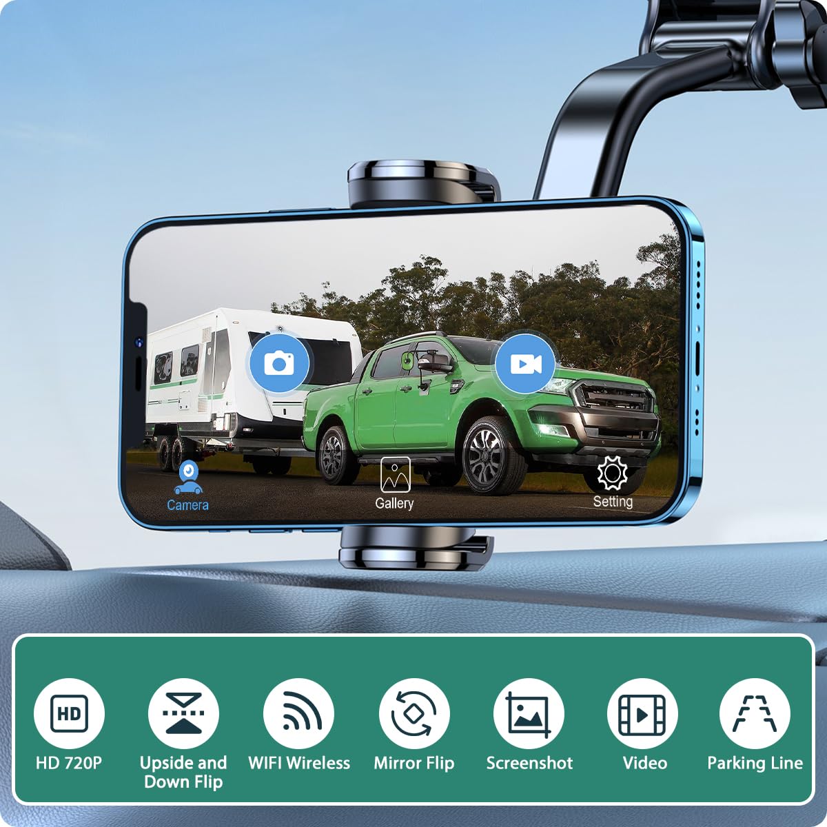 Greenyi Wifi Car Wireless Backup Camera, Greenyi 5G 720P Hd Car Rear View Reverse Camera For Iphone Ipad Android Smart Phone Tab