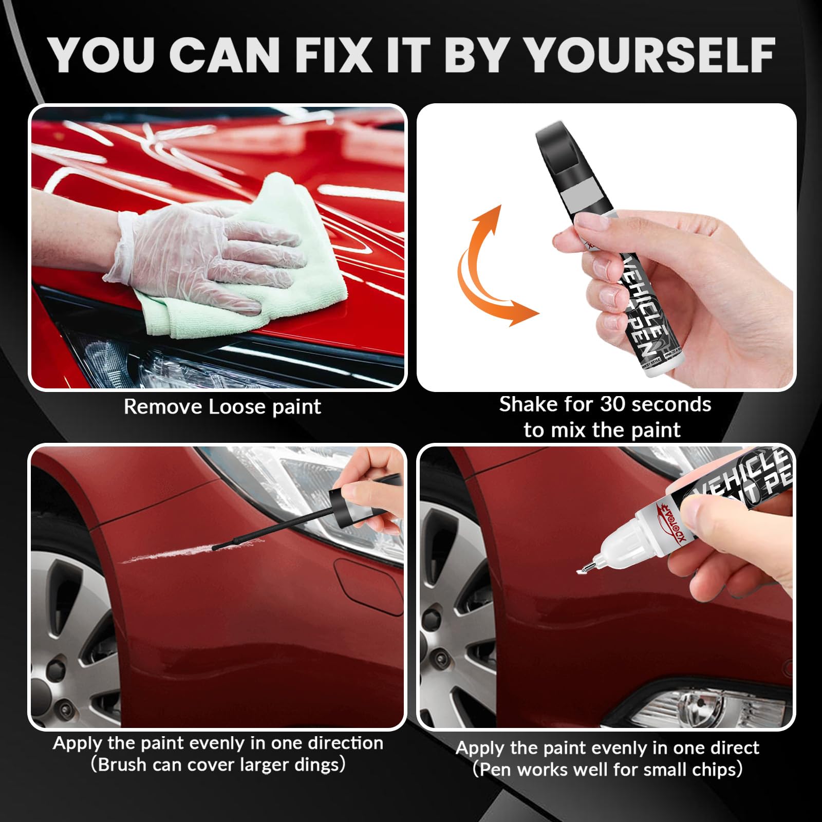 Pure Red Touch Up Paint For Cars,Universal And Color Accurate Automotive Scratch Repair Pen, Lasting Auto Scratch Remover, Quick