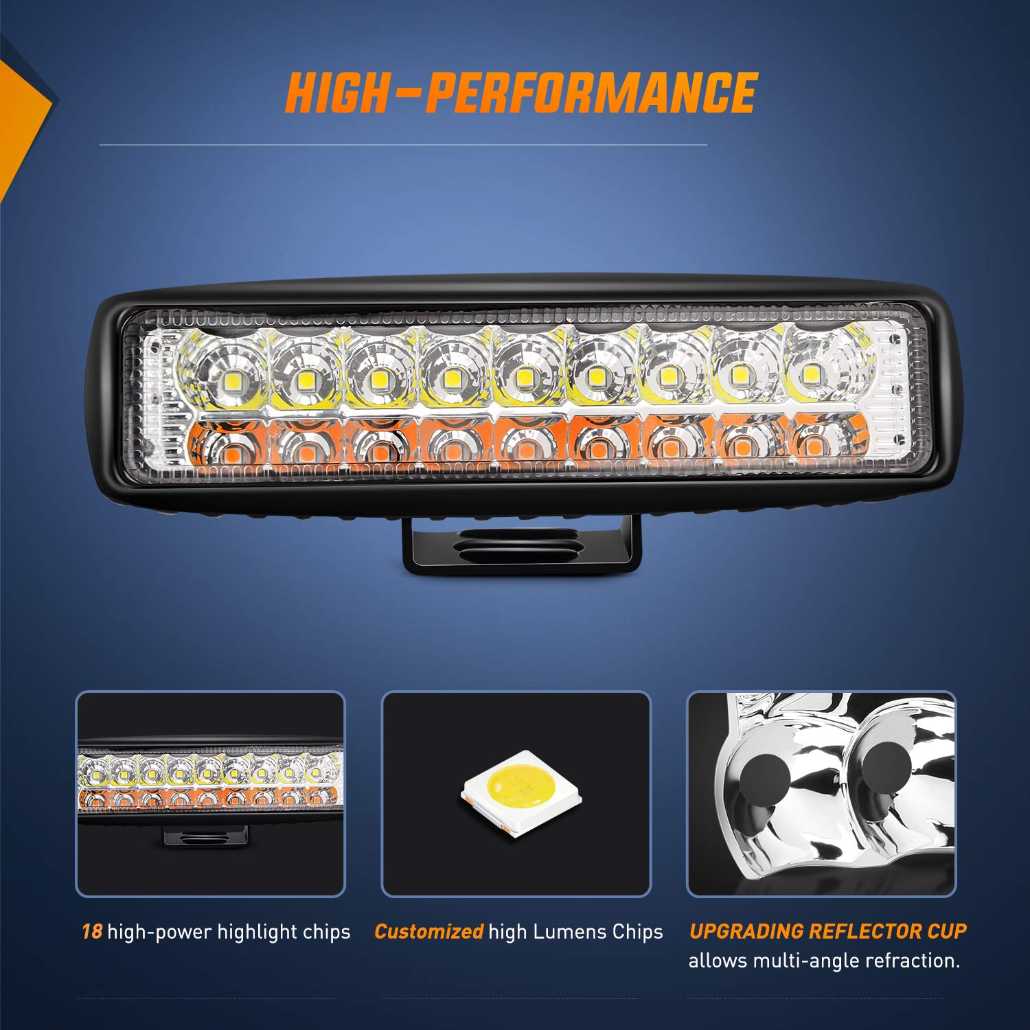 Nilight Led Pods 2Pcs 54W White/Amber 6 Inch Flood Offroad Fog Light Bar Waterproof Lighting For Tractor Boat Suv Atv Utv 4Wd Ca