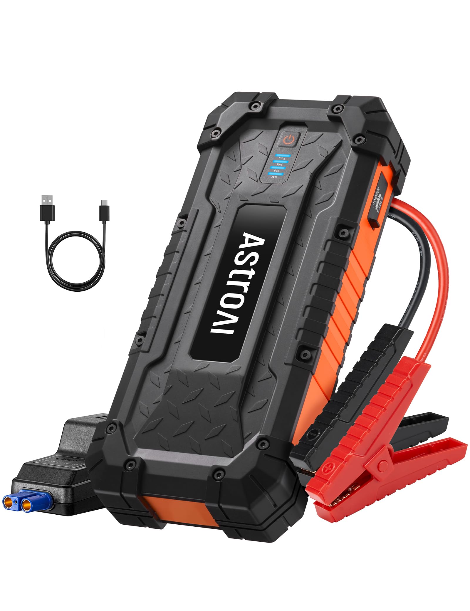 AstroAI Car Battery Jump Starter 6000A Peak 27000 mAh Portable Charger and Jumper Cables for All Gas/12.0L Diesel Lithium Car Ju