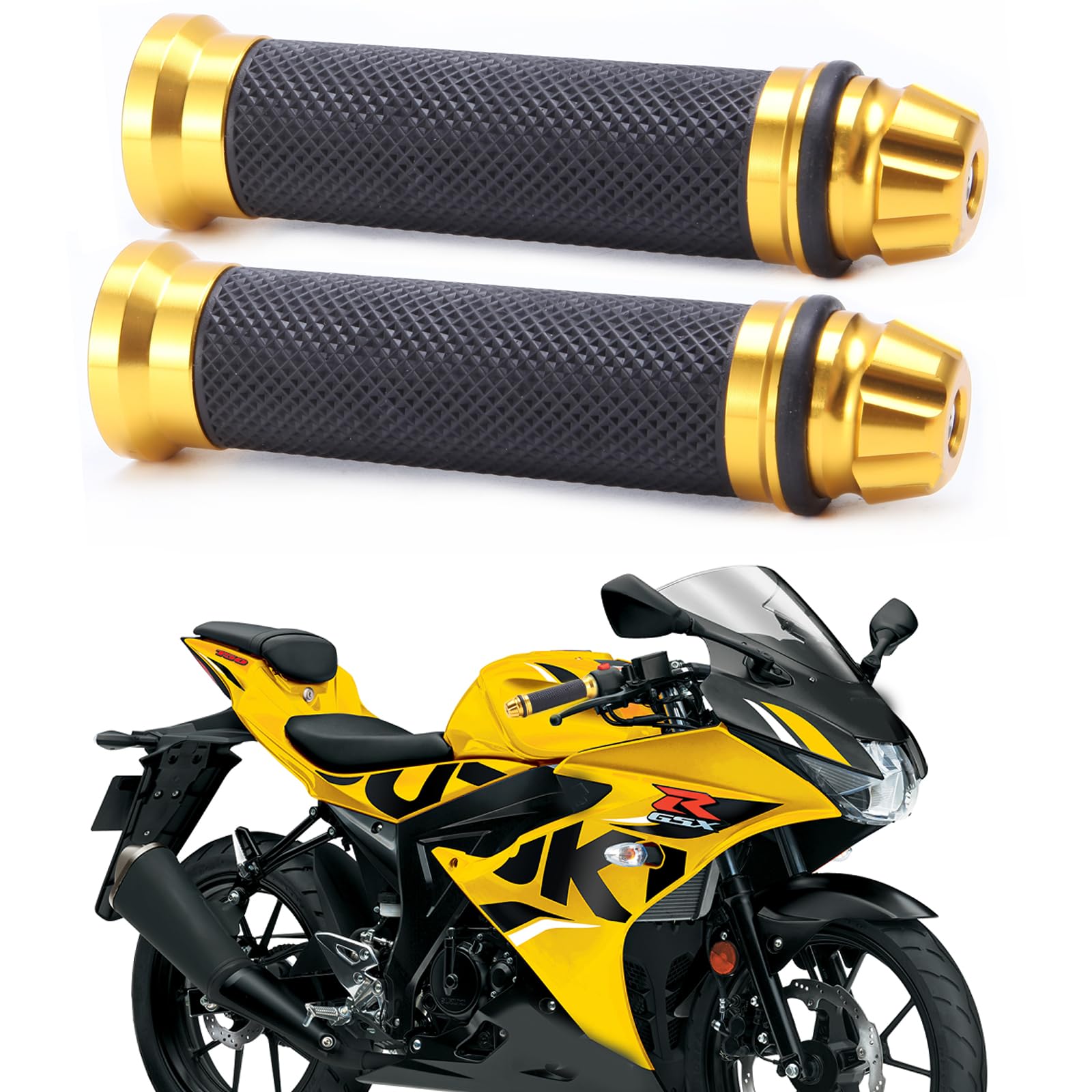 Universal Pair Of 7/8'' 22Mm Rubber Handlebar Hand Grip Bar End For Motorcycle Bike Cafe Racer
