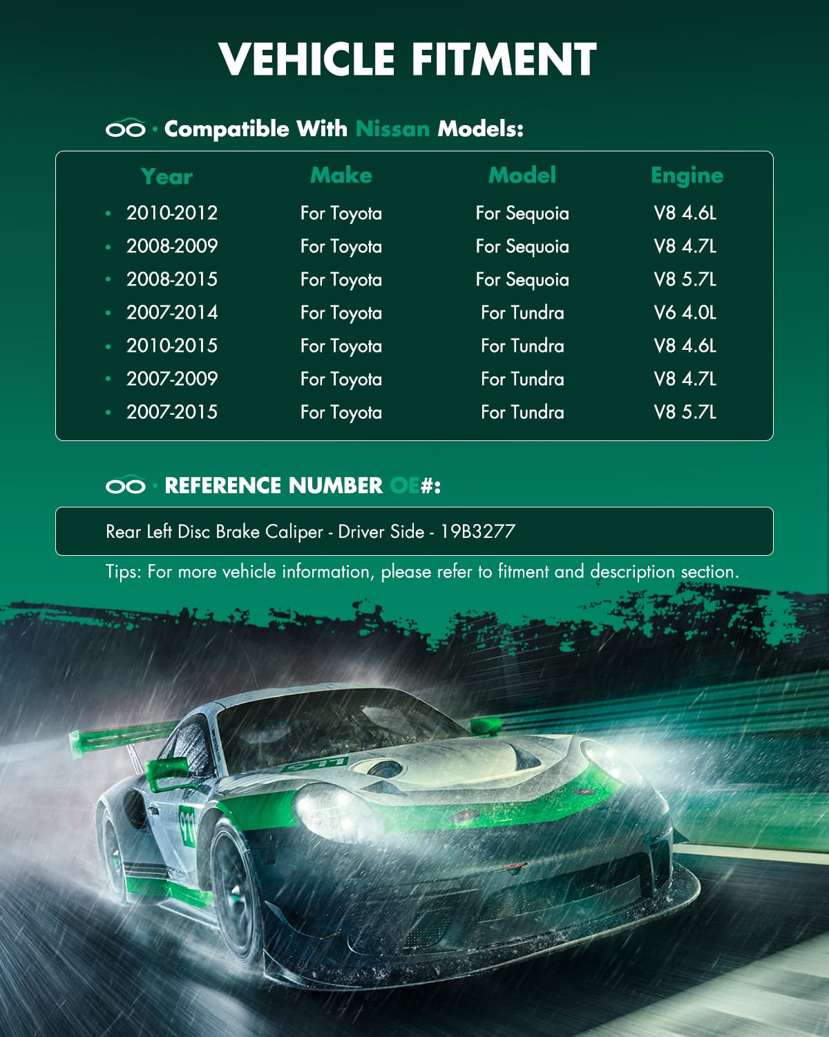 Scitoo 19B3277 Rear Left Disc Brake Caliper Assembly W/Bracket For Toyota For Sequoia 2008-2015,For Toyota For Tundra 2007-2015