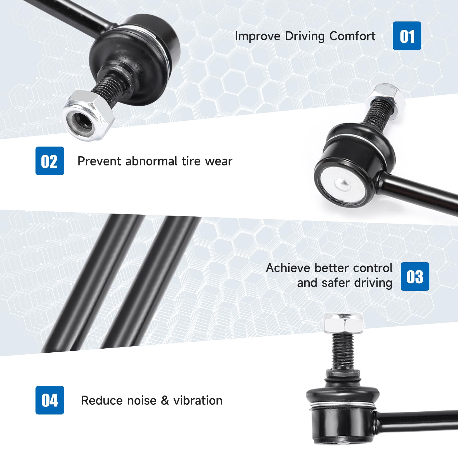 K90342&K90343 Sway Bar Links - Rear Stabilizer Bar End Links Compatible With Honda Accord 1998-2007 Acura Tsx 2004-2008 Tl 1999-