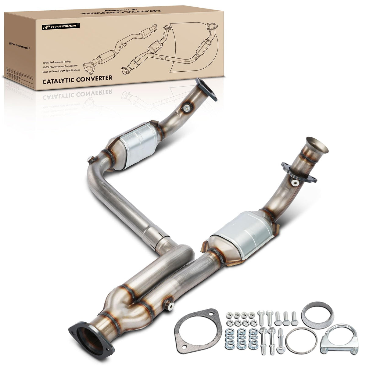 A-Premium Catalytic Converter Kit Direct-Fit Compatible with 1999-2006 Chevy, GMC & Cadillac Models - Silverado 1500 Avalanche S