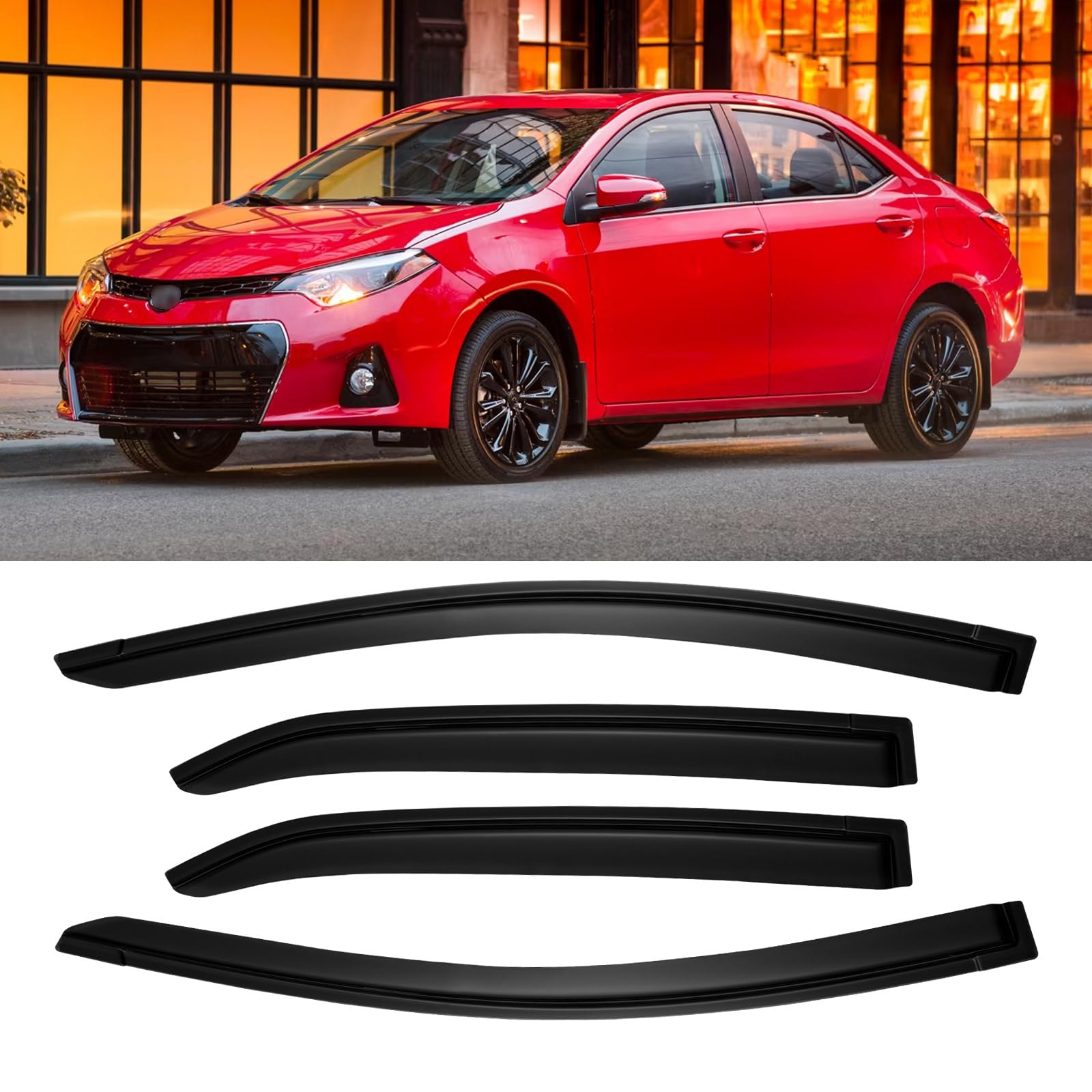 Window Rain Guards for 2014-2019 Toyota Corolla, Window Visor Guard Vent Wind Shade Deflector Rain Shield Protector Sun for 14-1