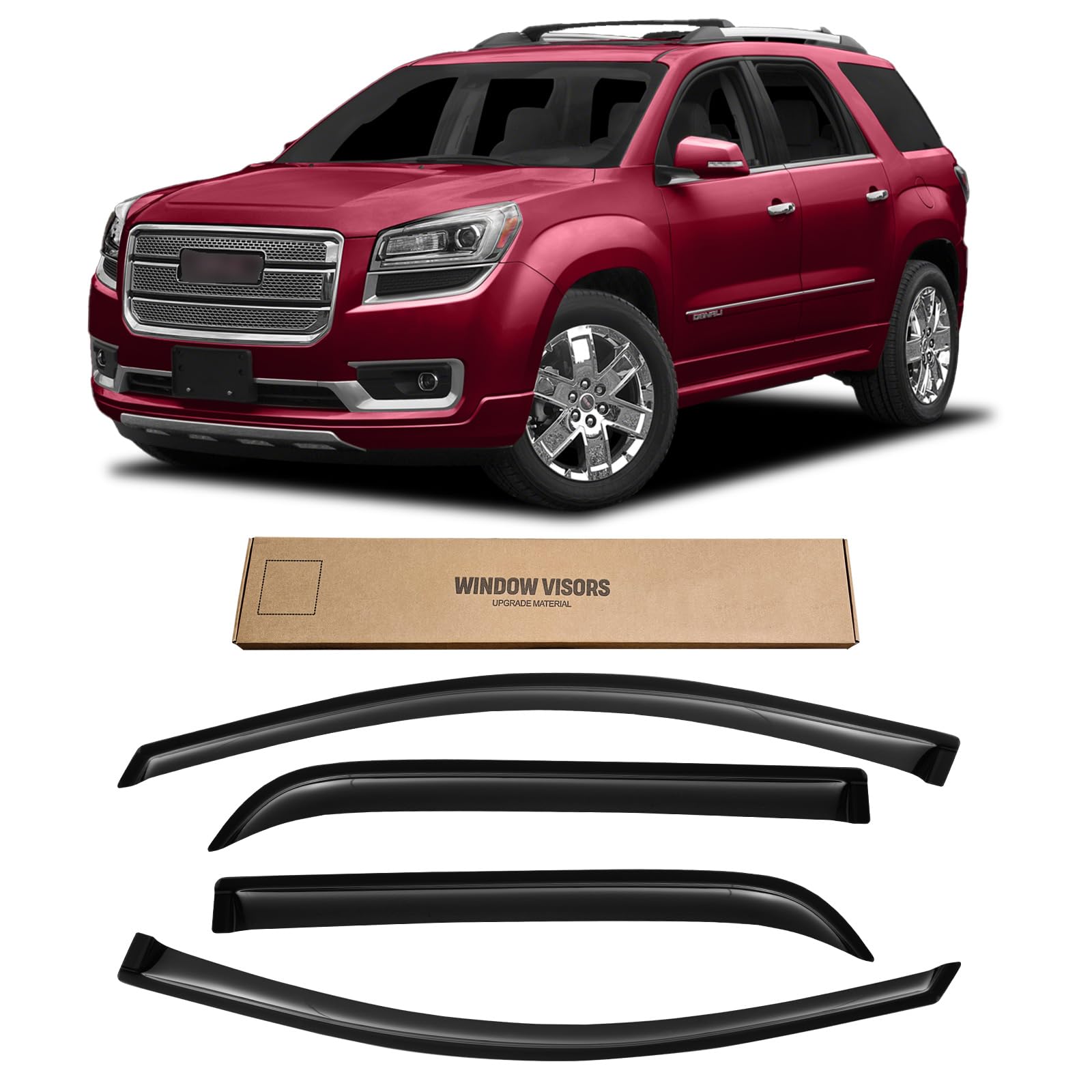 Window Visor For 2007-2016 Gmc Acadia & Saturn Outlook 2007-2010, Out-Channel Rain Guards Shields Vent Shade Deflector Wind Dark