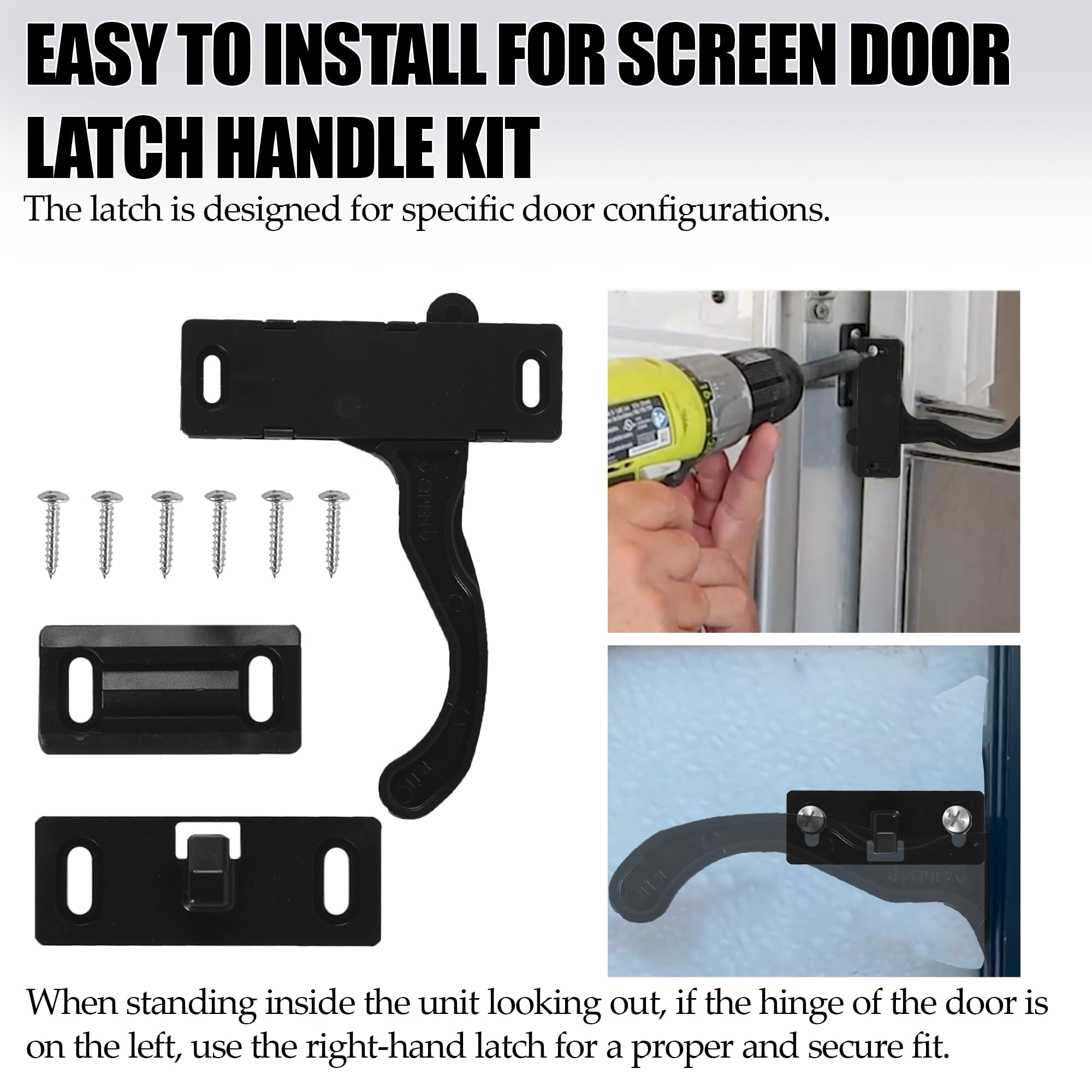 Aussio RV Screen Door Latch Handle Kit (Right Hand) and Slide 12 Panel for RV Trailer Camper Motor Home Entry Door Hardware wi