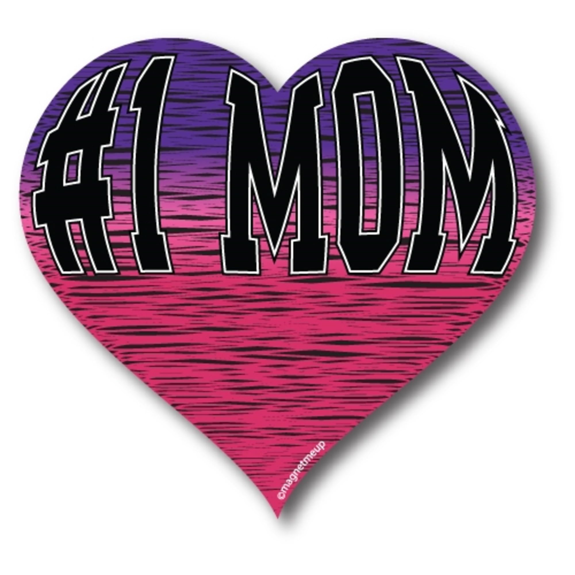 Magnet Me Up #1 Mom Pink And Purple Heart Magnet Decal, 5 Inches, Heavy Duty Automotive Magnet For Car Truck Suv, Fridge, Mailbo