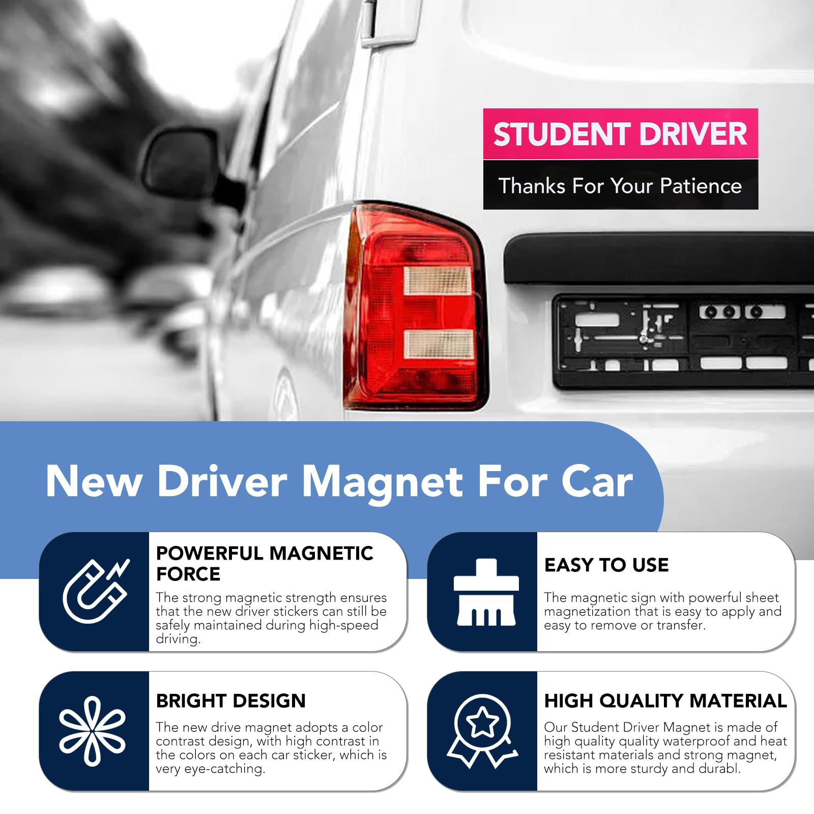 Diymag 6Pcs Student Driver Magnet For Car, Please Be Patient New Student Driver Signs Magnetic Novice Driver Stickers Magnetic N