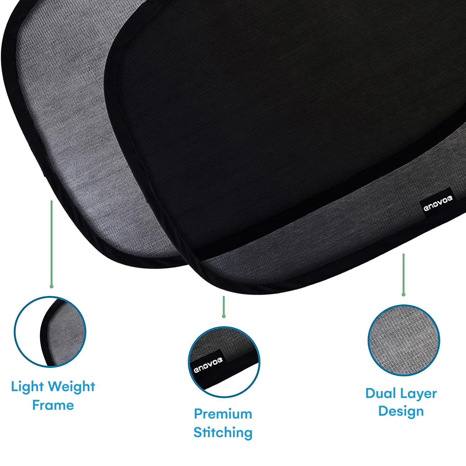 Enovoe Car Window Shade for Baby - (2 Pack) UV Protection Breathable Mesh Baby Window Covers - Sun Shade Blocker, Cling Window Cover - Glare Shield and UV Rays Protection for Your Child - XL 25' x 16'