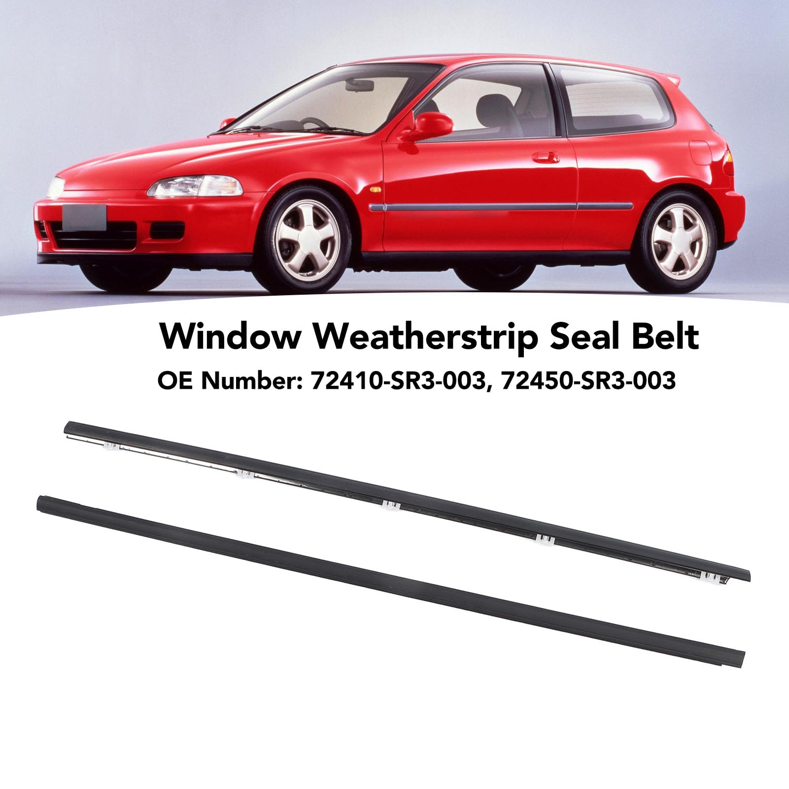 Car Door Window Weatherstrip Molding Trim For Honda Civic 1991-1995, 1 Pair Car Window Seal Strip, Replace 72410-Sr3-003 72450-Sr3-003, Efficient Sealing
