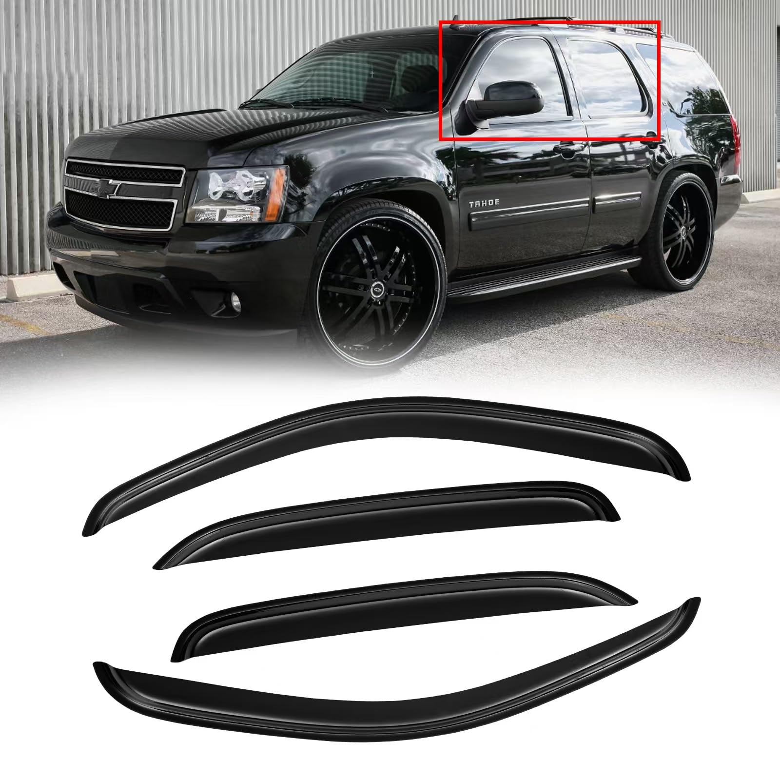 Cmvt Auto Window Visors For Chevy Chevrolet Tahoe & Gmc Yukon 2007-2014 (Not Fit Yukon Xl), Rain Guards Shield Vent Shade Deflec