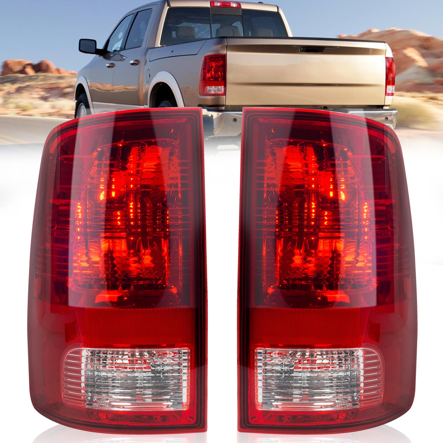 Ransoto Tail Lights Compatible With 2009-2018 Dodge Ram 1500 2500 3500 Rear Taillight Brake Lamp With Bulb Driver And Passenger
