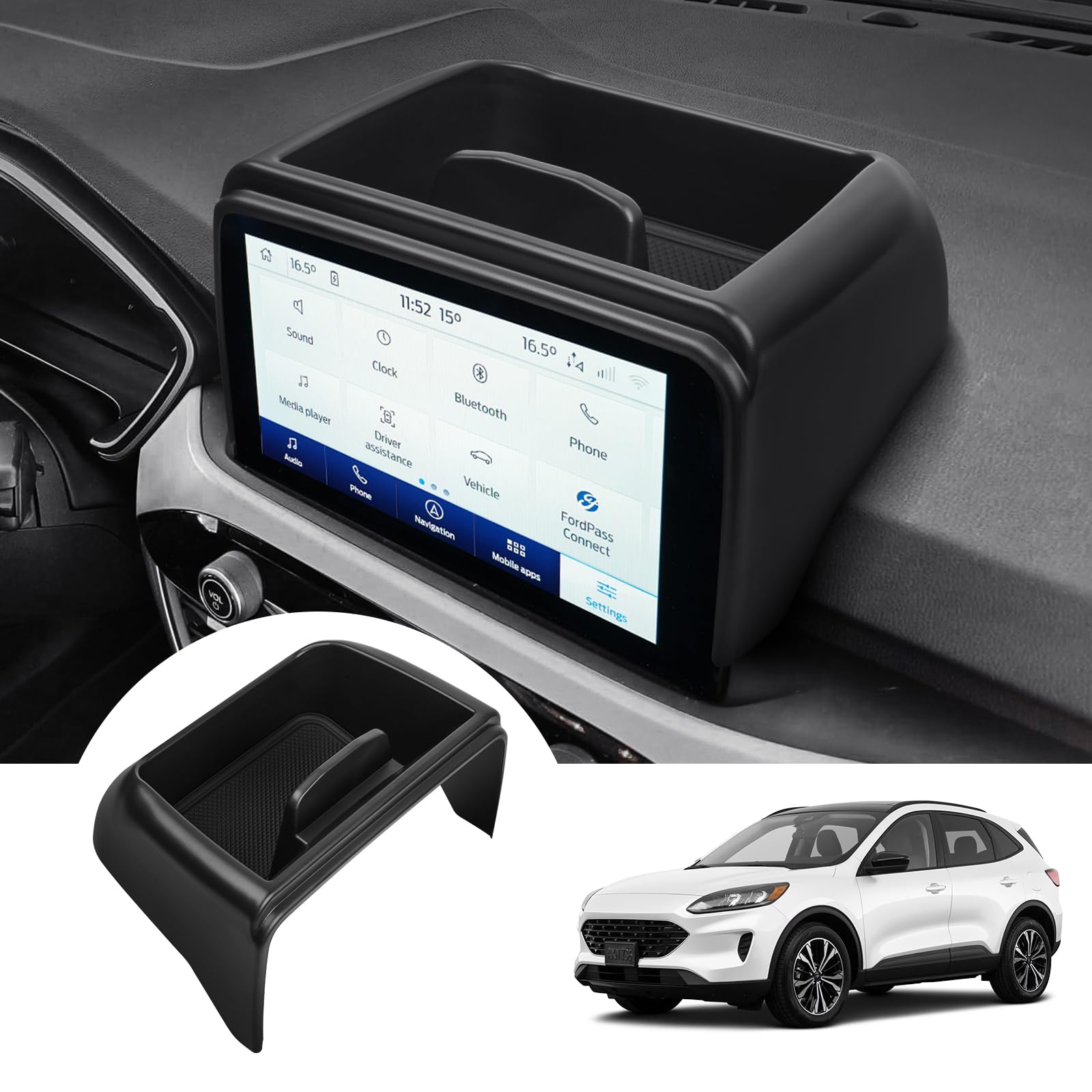 Autorder Center Console Dash Organizer for 2020-2025 2026 Ford Escape Accessories 8-inch Dashboard Insert Tray with Cellphone Ho