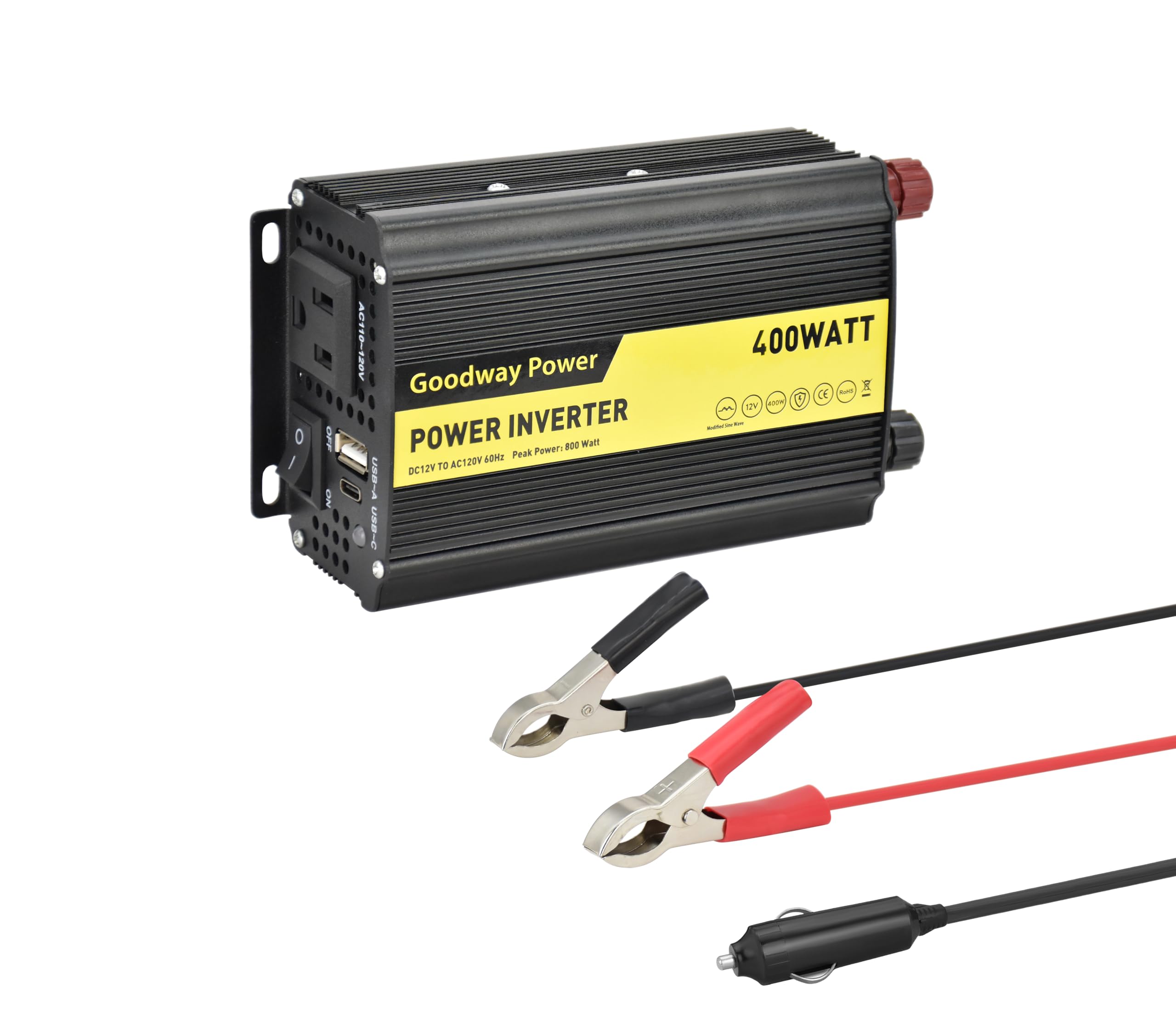 Goodway Power Compact and Lightweight Modified sine Wave Power Inverter DC12V to AC110-120V 60Hz with Rated Output Power 100W,20