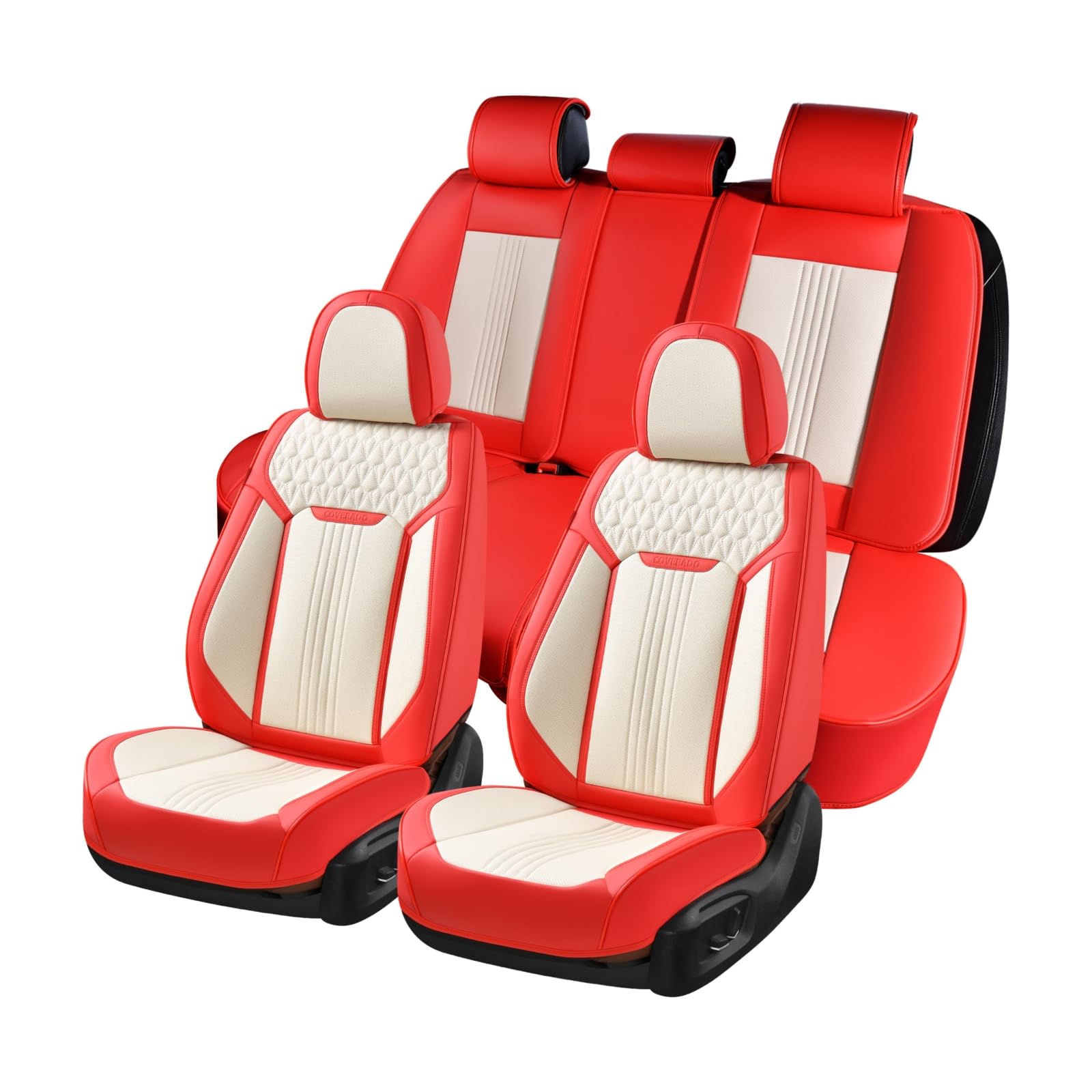 Coverado Car Seat Covers Full Set, Front And Rear Seat Covers, 5 Seats Leather Seat Covers For Cars, Waterproof Car Seat Protect