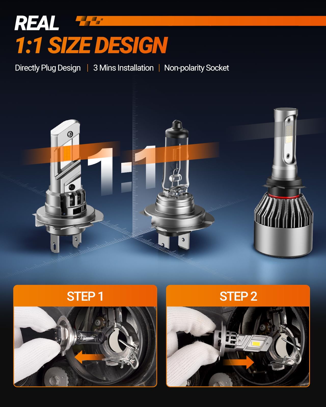 Sealight H7 Bulb, Fog Light 6500K With Cooling Fan, 1:1 Design Fog Light Bulb, 3-Min Plug-N-Play, Pack Of 2