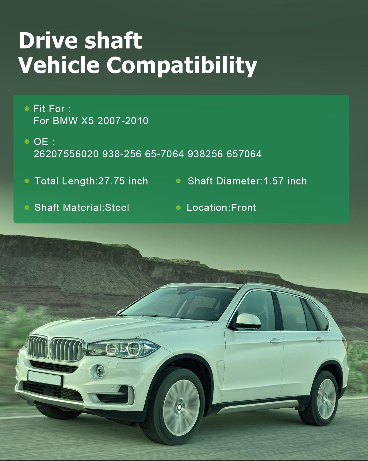 Scitoo 27.75'' Front Drive Shaft Assembly Propeller Shaft Compatible For Bmw X5 4.8L 2007-2010 26207556020 938-256 65-7064 93825