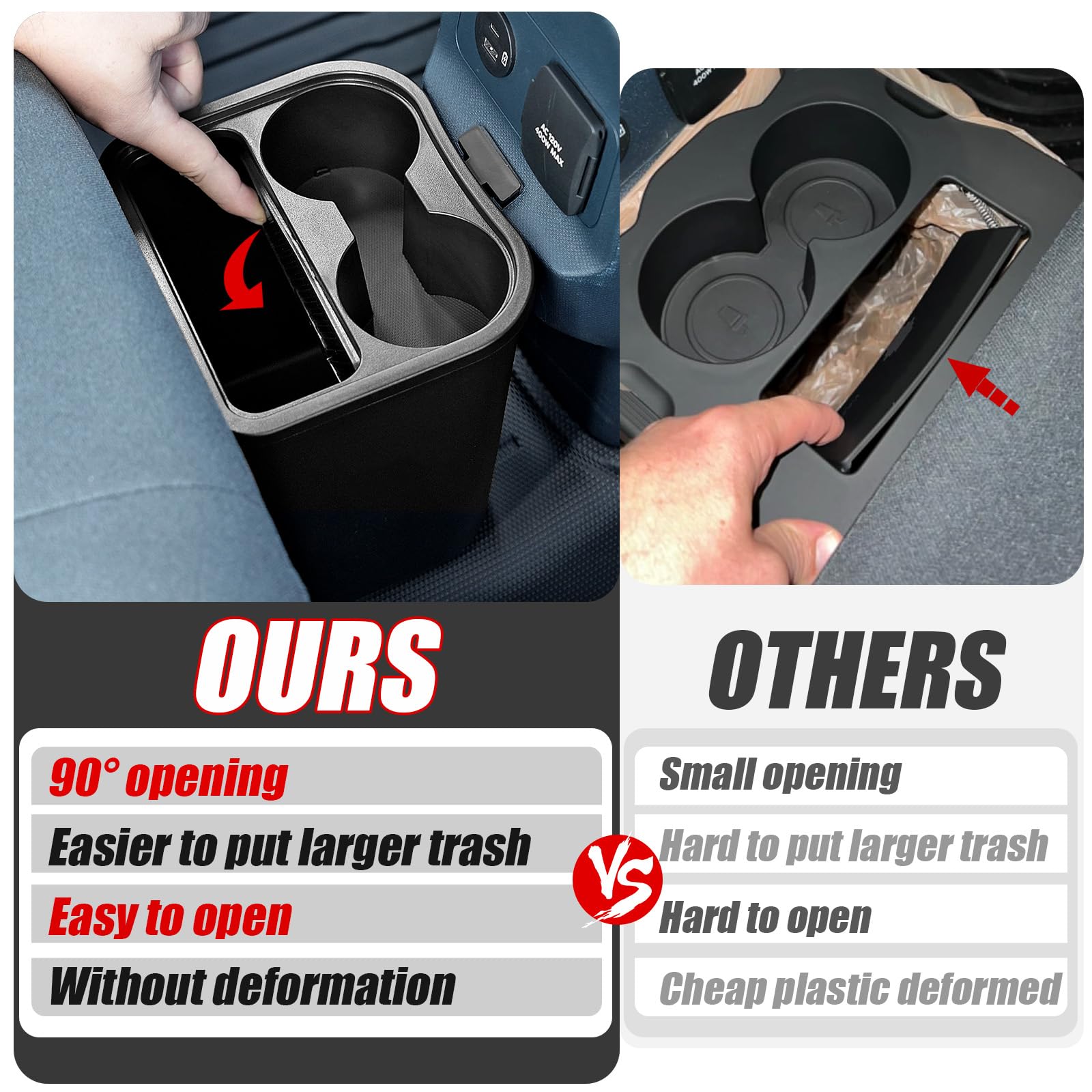 Mabett Trash Can For Ford Maverick 2025 2024 2023 2022, Multi-Function Maverick Accessories, Trash Bin With Cup Holder, Extra Re