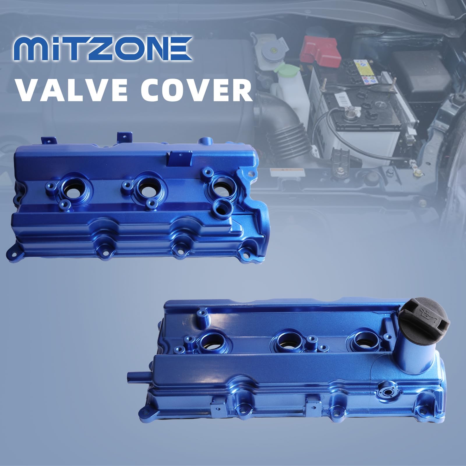MITZONE Aluminum Valve Covers for Nissan 350Z/Infiniti FX35/G35/M35, 3.5L, Upgrades, Blue, Model 004-253-BL, OEM Replacement