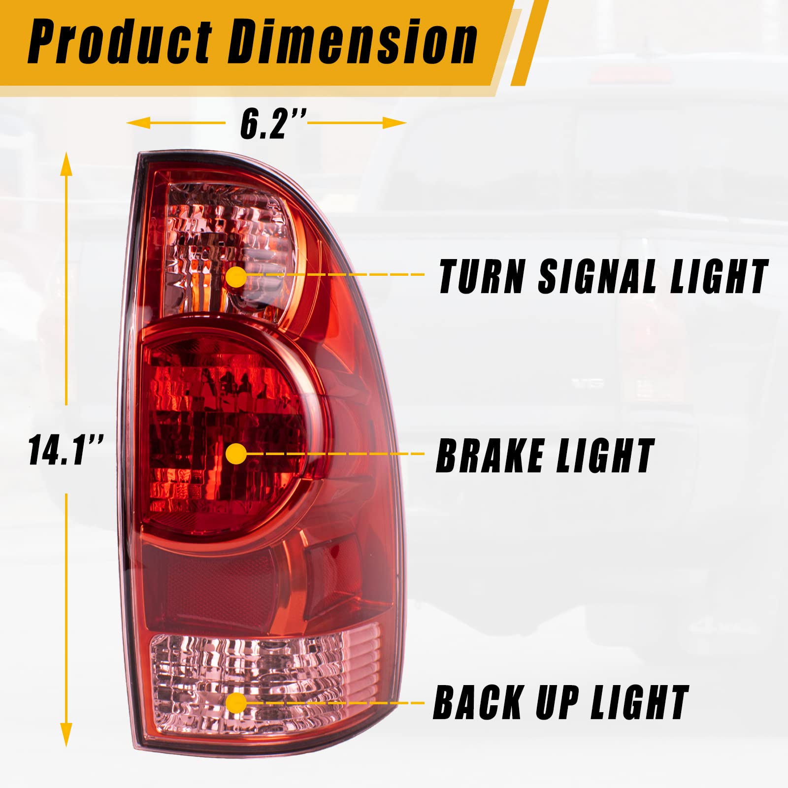 Boine Tail Light Compatible With 2005-2015 Toyota Tacoma Pickup Driver And Passenger Side Rear Brake Lamp Tail Light Bulb And Ha