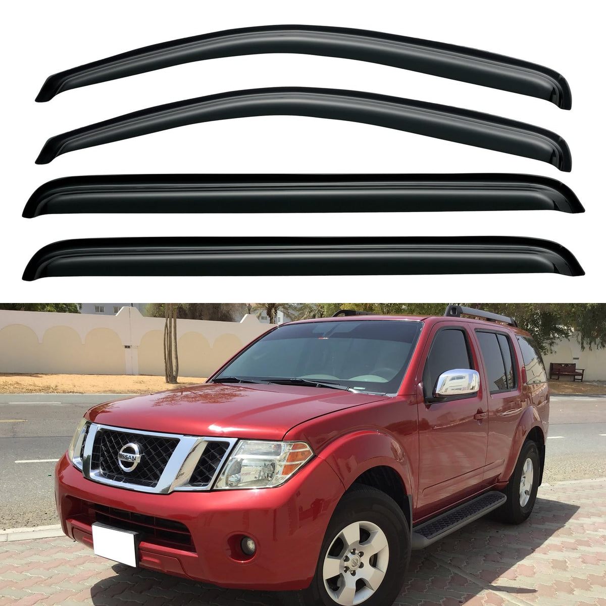Window Visors Rain Guards Shield for 2005-2012 Nissan Pathfinder, Out-Channel Window Vent Wind Deflectors Visors Shades for 05-1
