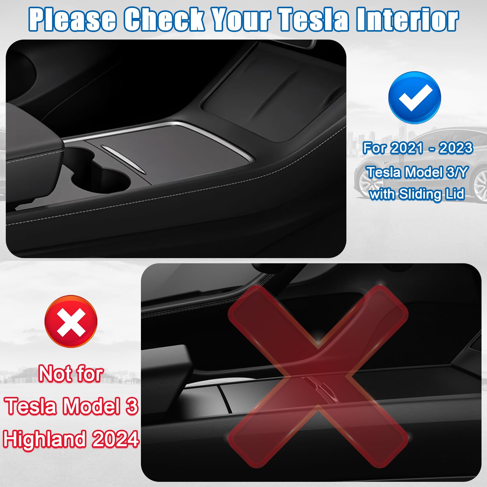 Xintuo 5Pcs Center Console Organizer Tray Compatible For Tesla Model Y Accessories 2025 2024-2021 Armrest Hidden Drawer Storage Box Cup Holder (Not Compatible For Model 3 2024)