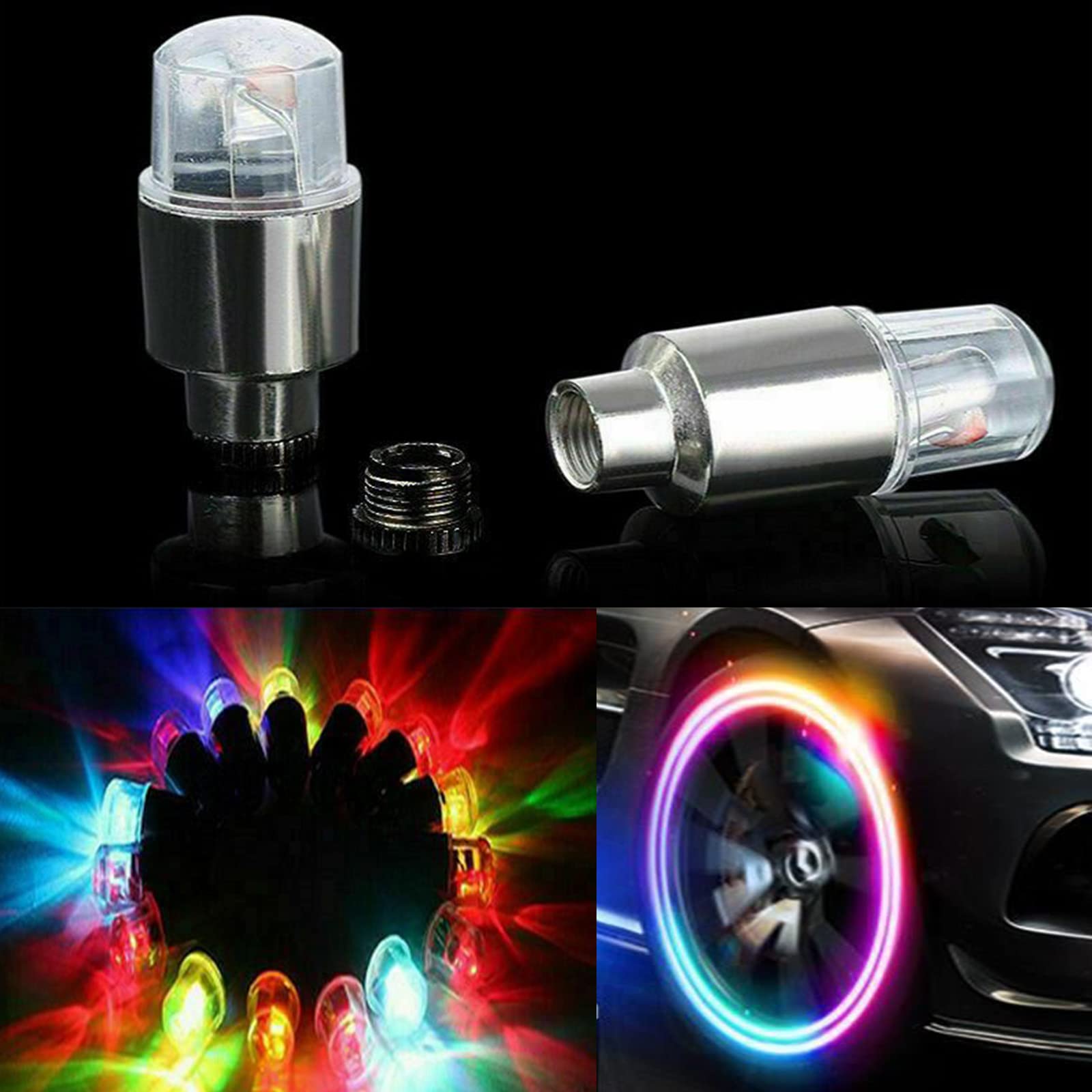 Ficbox 12 Pcs Led Wheel Lights Flash Light Tire Valve Cap Lamp For Car Trucks Motorcycle Bike (Red)