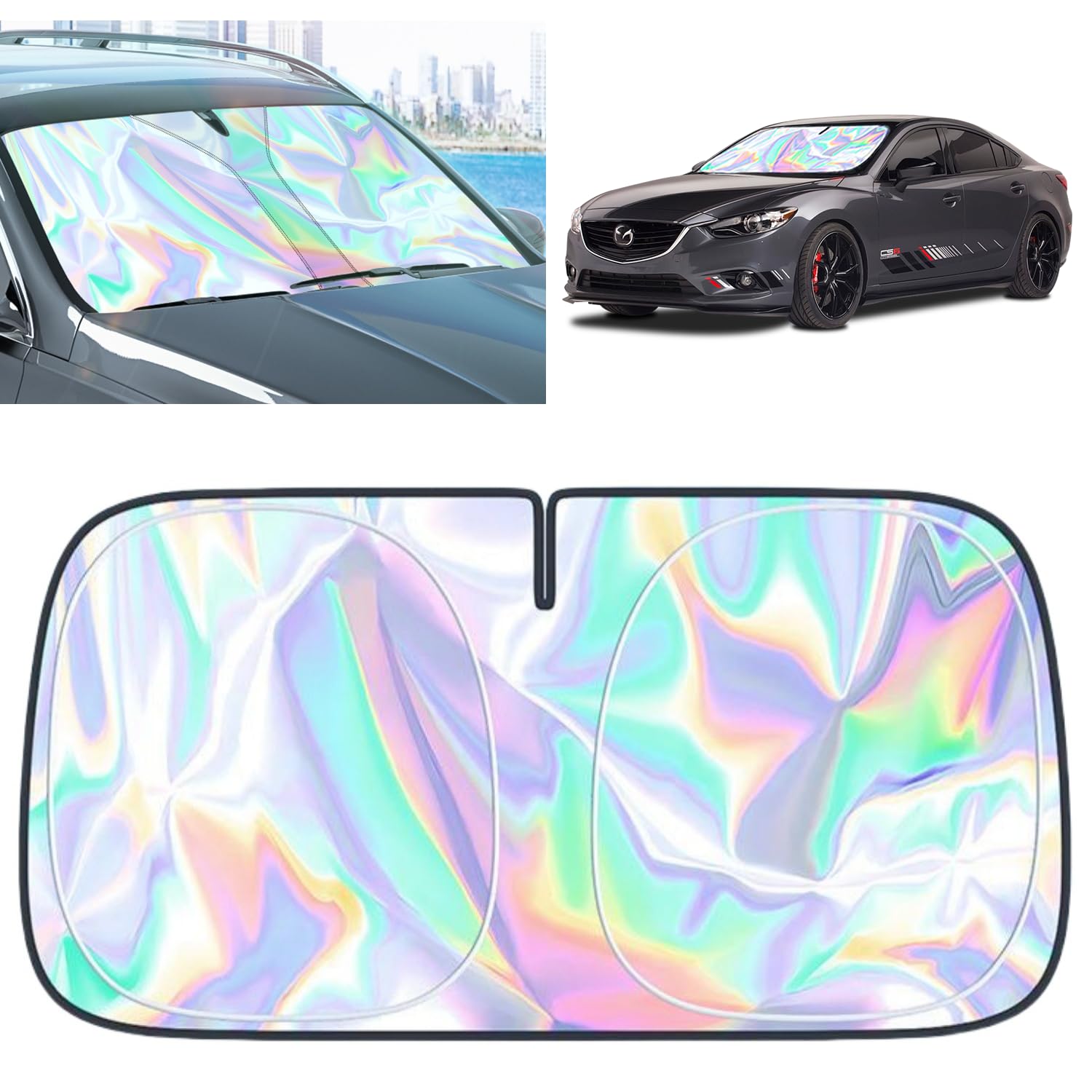 for Mazda 3 Windshield Sun Shade - Foldable Windshield Cover Sun Shade Mazda 3 2007-2025 Accessories Protect Car from Sun Rays O