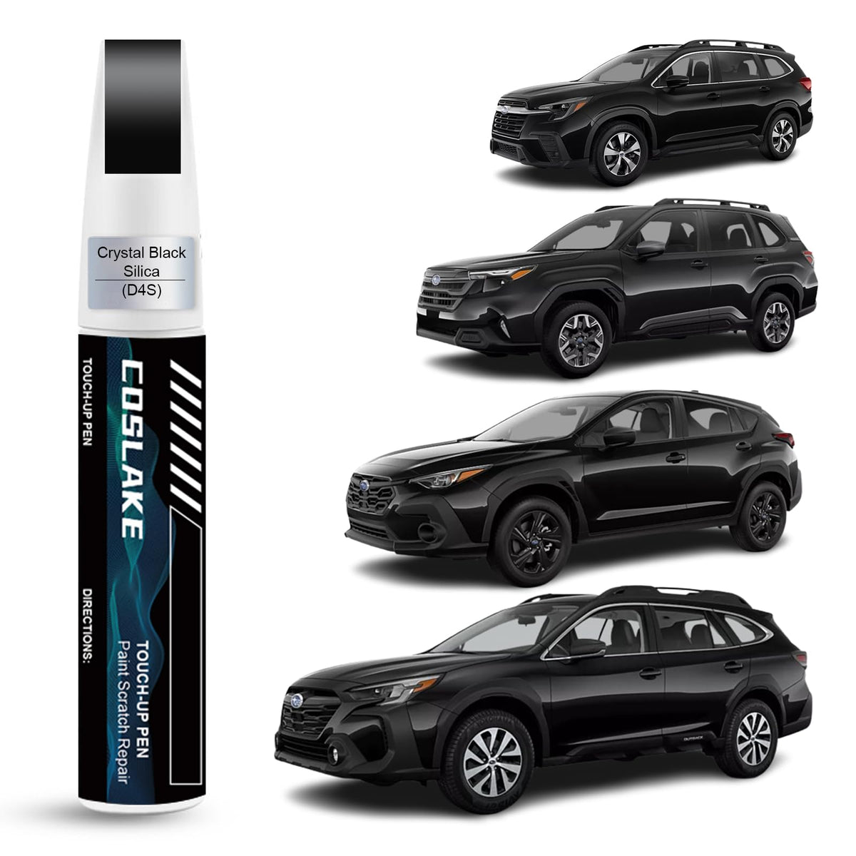COSLAKE Car Touch Up Paint(Crystal Black Silicae(D4S)) for SUBARU, Car Paint Scratch Repair Kit, Quick & Easy Solution to Repair