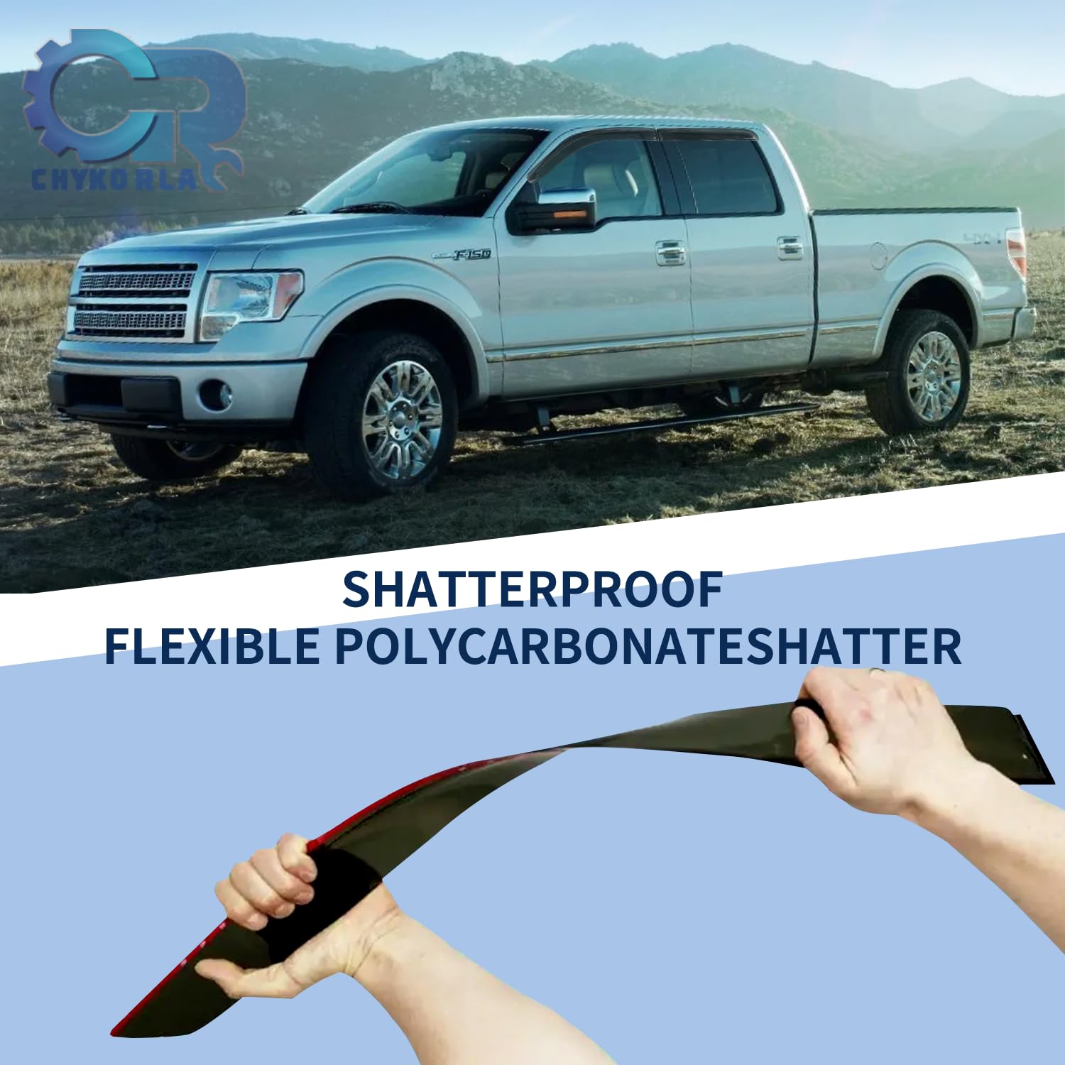 Rain Guards Window Visors Fit For 2009-2014 Ford F150 Supercrew Cab Truck, Outside Mount Sun Shade Window Vent Deflectors,Smoke