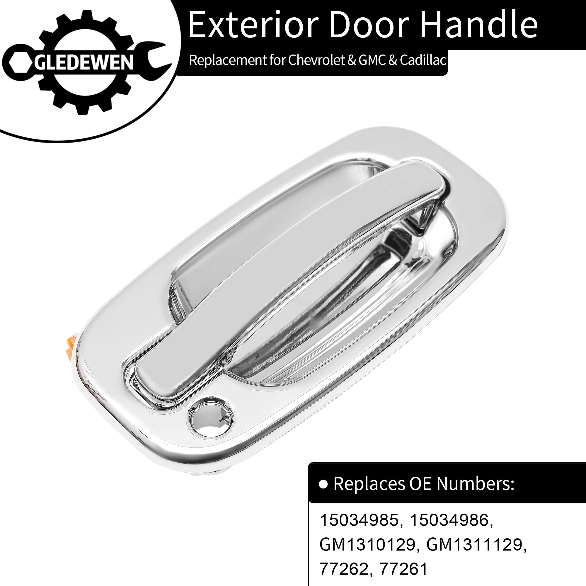 Exterior Door Handles, All Chrome, Compatible With 1999-2007 Chevy Silverado Suburban Tahoe Avalanche, Gmc Sierra Yukon, Cadilla