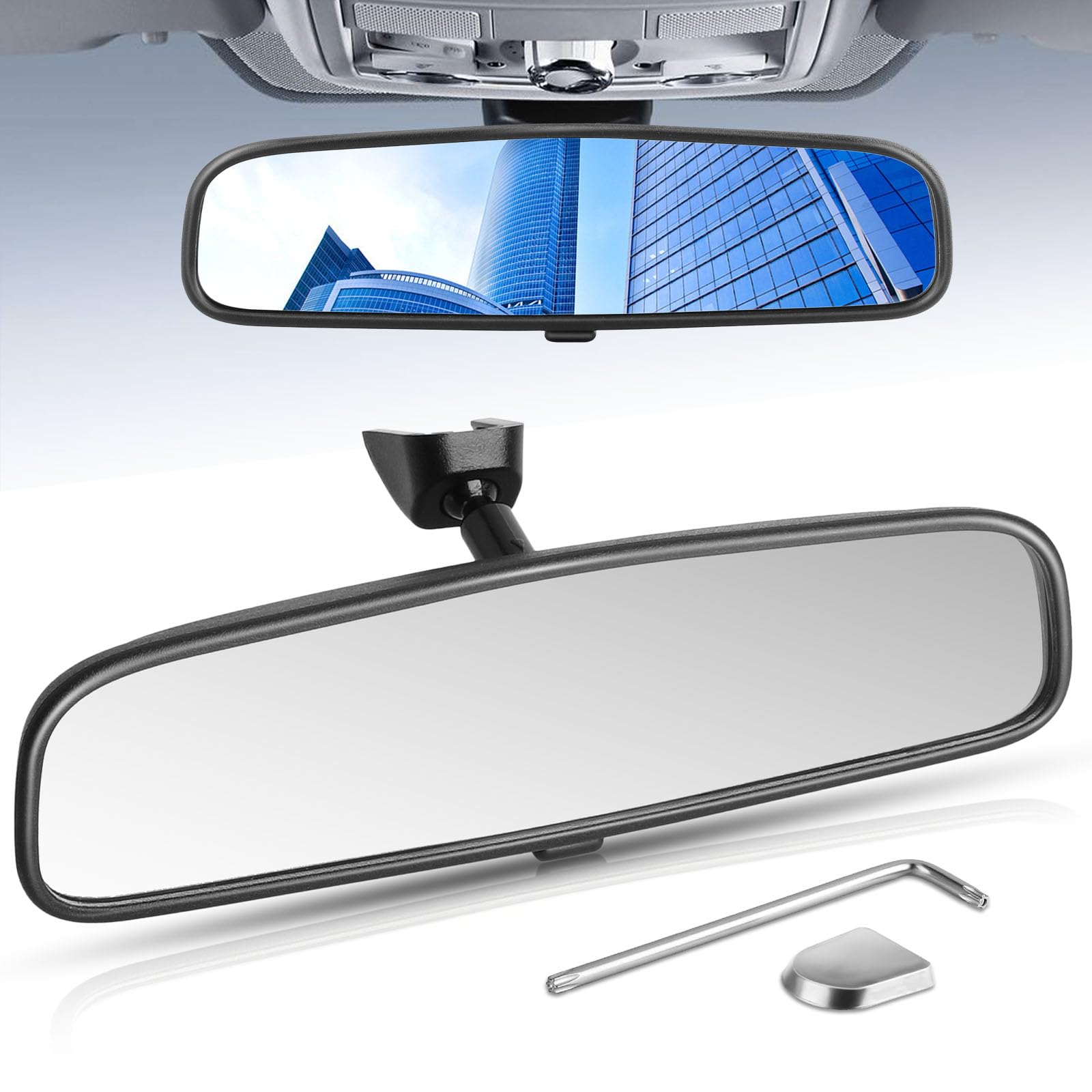 10.6'' Rear View Mirror, Interior Rearview Mirror Universal Fit Type, Compatible With Jeep Wrangler Nissan Rogue Altima Toyota C
