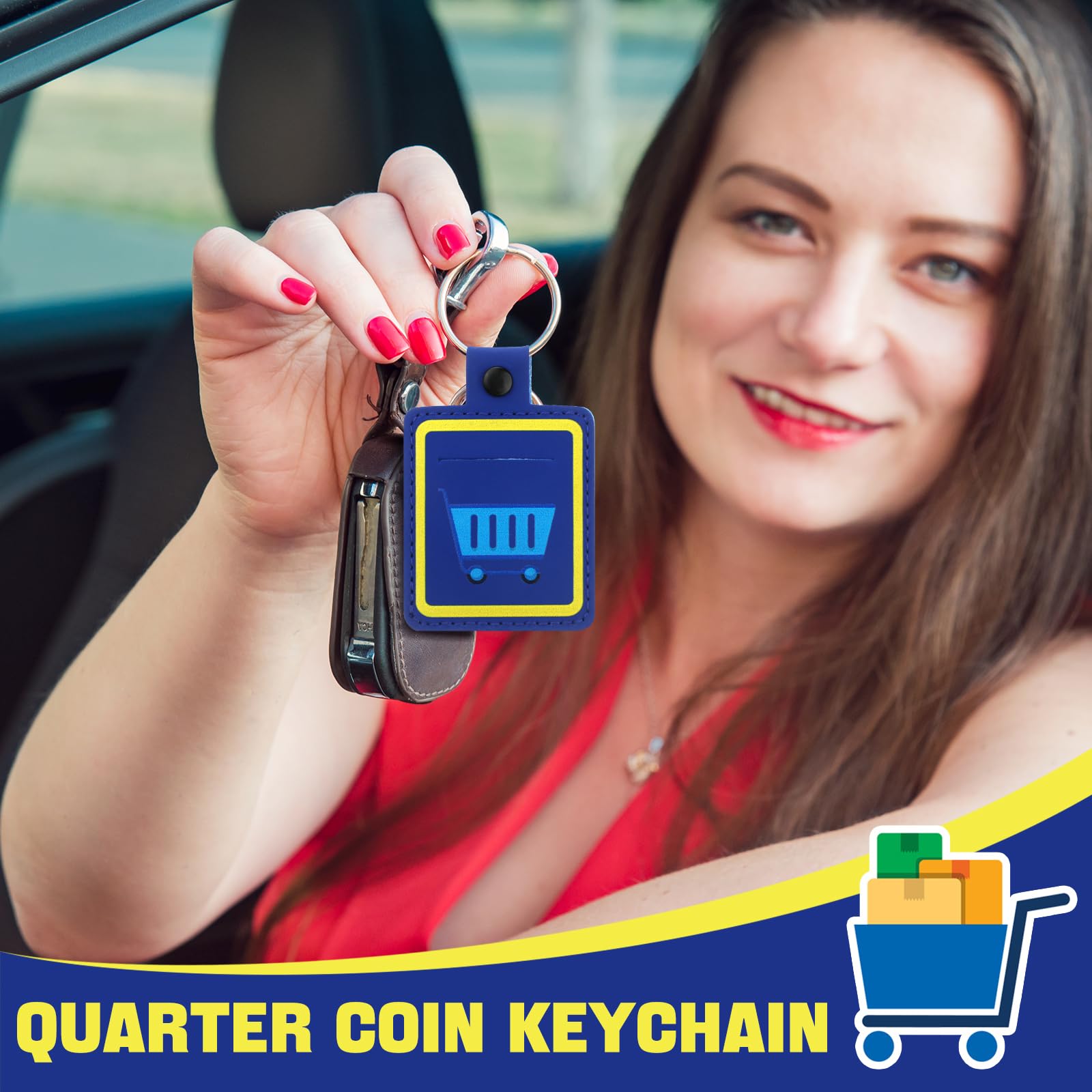 Quelay 3 Pcs Quarter Holder Keychain Shopping Cart Quarter Holder for Grocery Unisex Gift Supermarket Shopping Lovers(Classic)