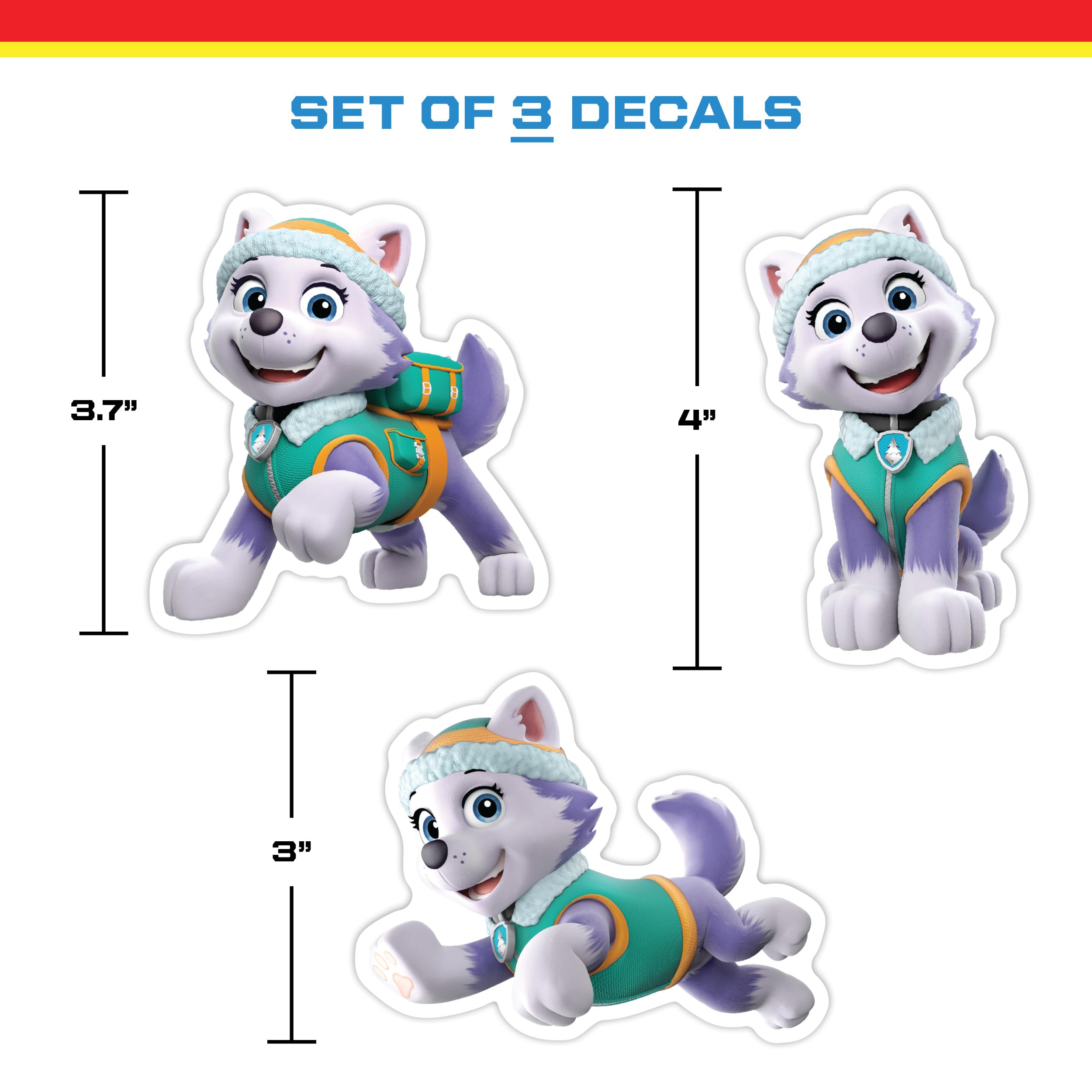 Paw Patrol Everest Decals - Set Of 3 Vinyl Stickers For Kids And Adults - Vinyl Decals For Laptop, Tumbler, Water Bottle, Vehicl