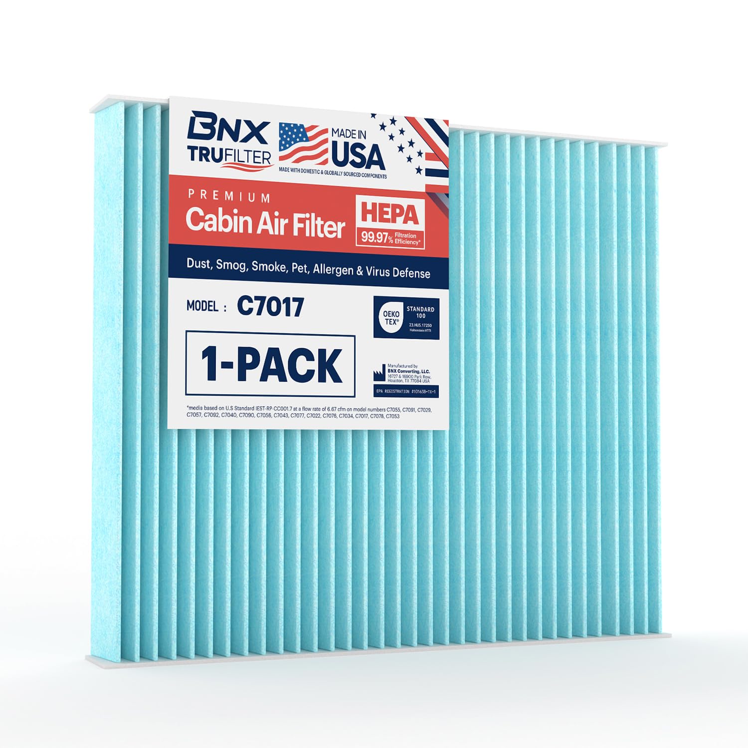 Bnx Trufilter C7017 Cabin Air Filter, Hepa 99.97%, Compatible With Select Infiniti Ex, Fx, G, M, Q, Qx; Compatible With Nissan A