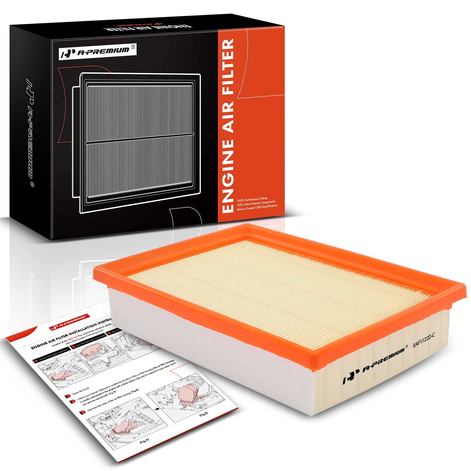 A-Premium Engine Air Filter Compatible With Chevrolet Sonic 2012-2020, 1.4L 1.8L, Flexible Panel, Replace# 96950990