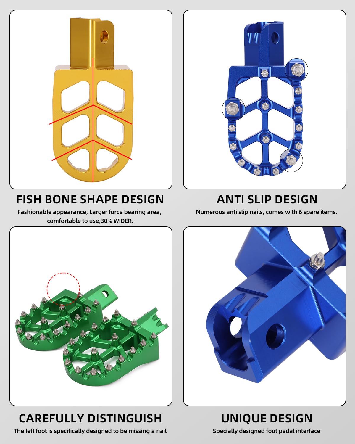 JFG RACING Dirt Bike Foot Pegs,Universal CNC Motorcycle Pit Mini Bike Pegs for CR CRF XR SSR 50 70 80 85 100 110 Tao Tao DB-X RF