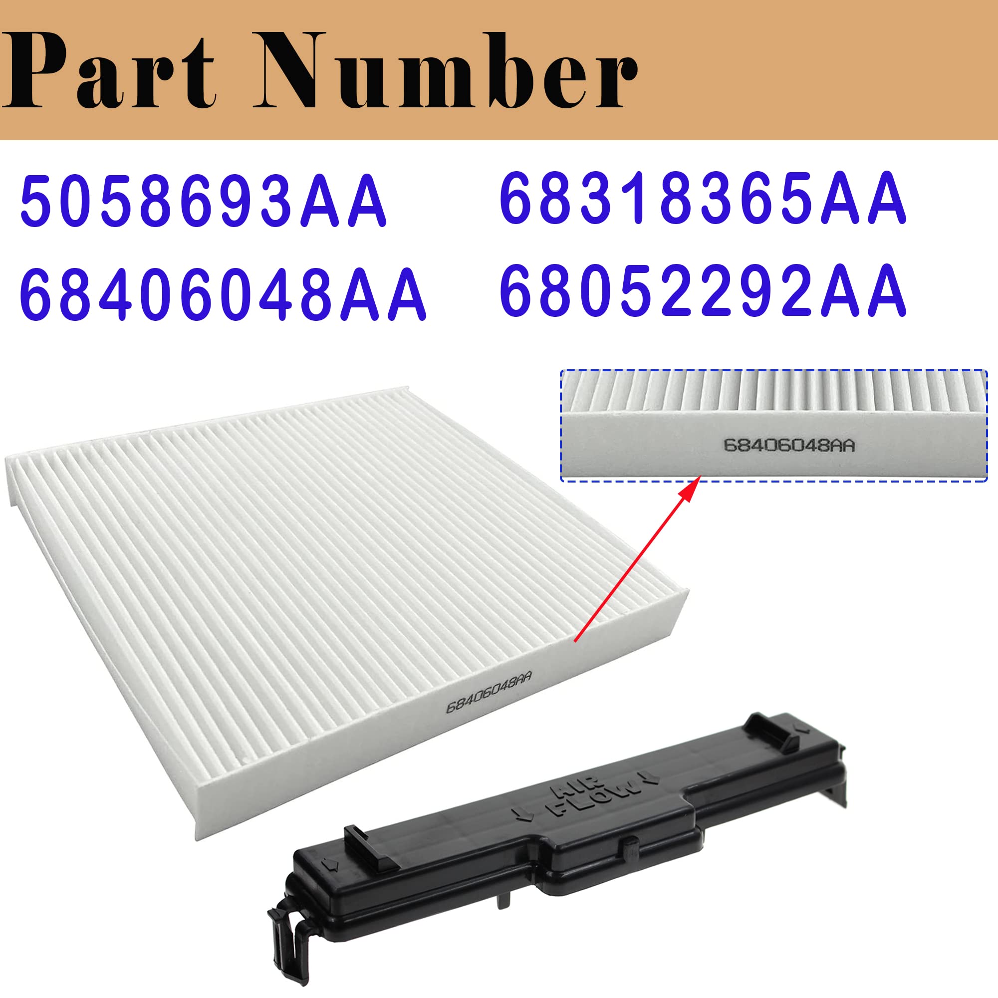 Ram Cabin Air Filter & Filter Access Door Compatible With Dodge Ram 1500 2500 3500 4500 5500 Avenger Caliber Journey Compass Pat