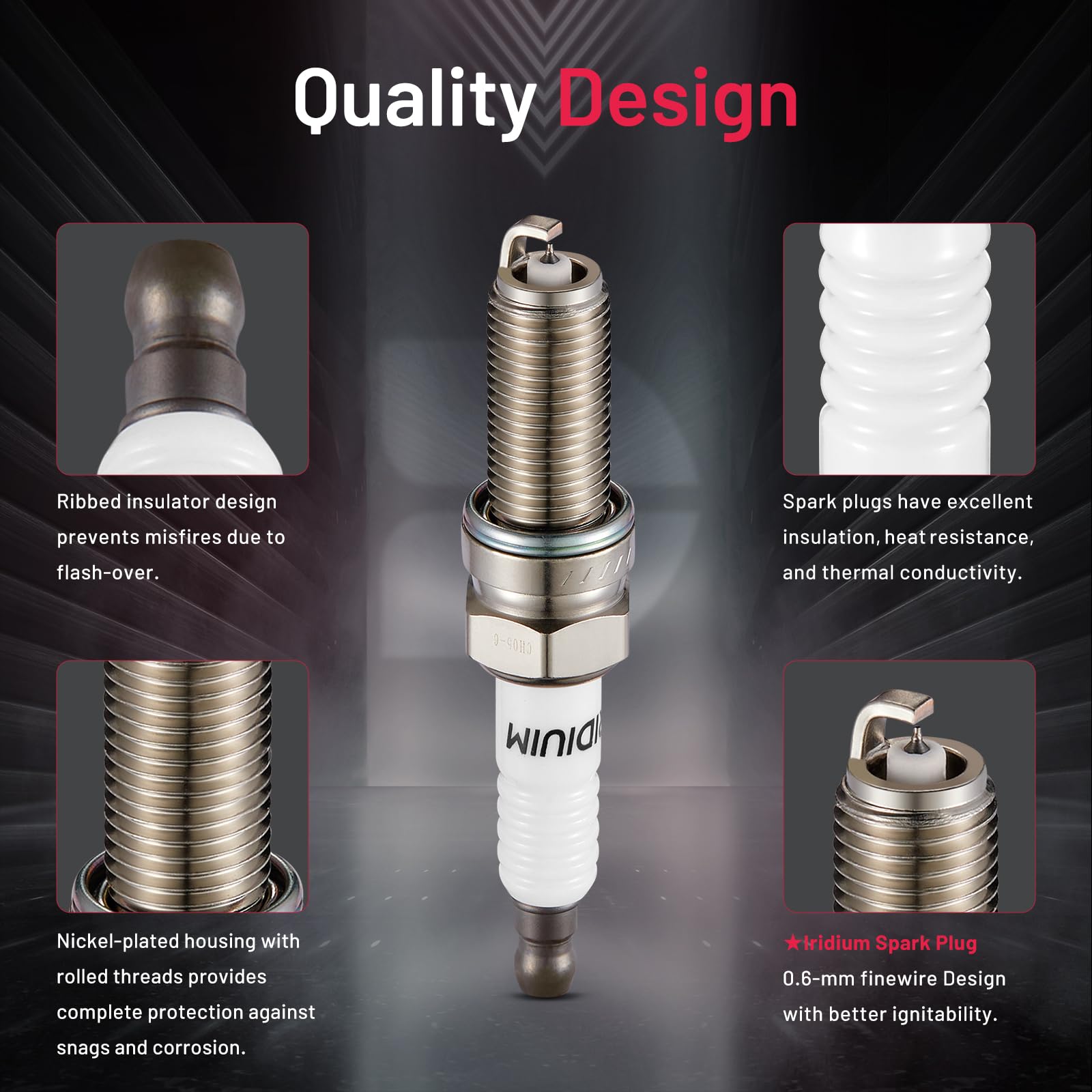 BDFHYK Set of 4 Iridium Spark Plug Compatible with Honda Odyssey HR-V Civic,Acura TLX MDX,Hyundai Elantra Tucson,Kia Soul Forte,