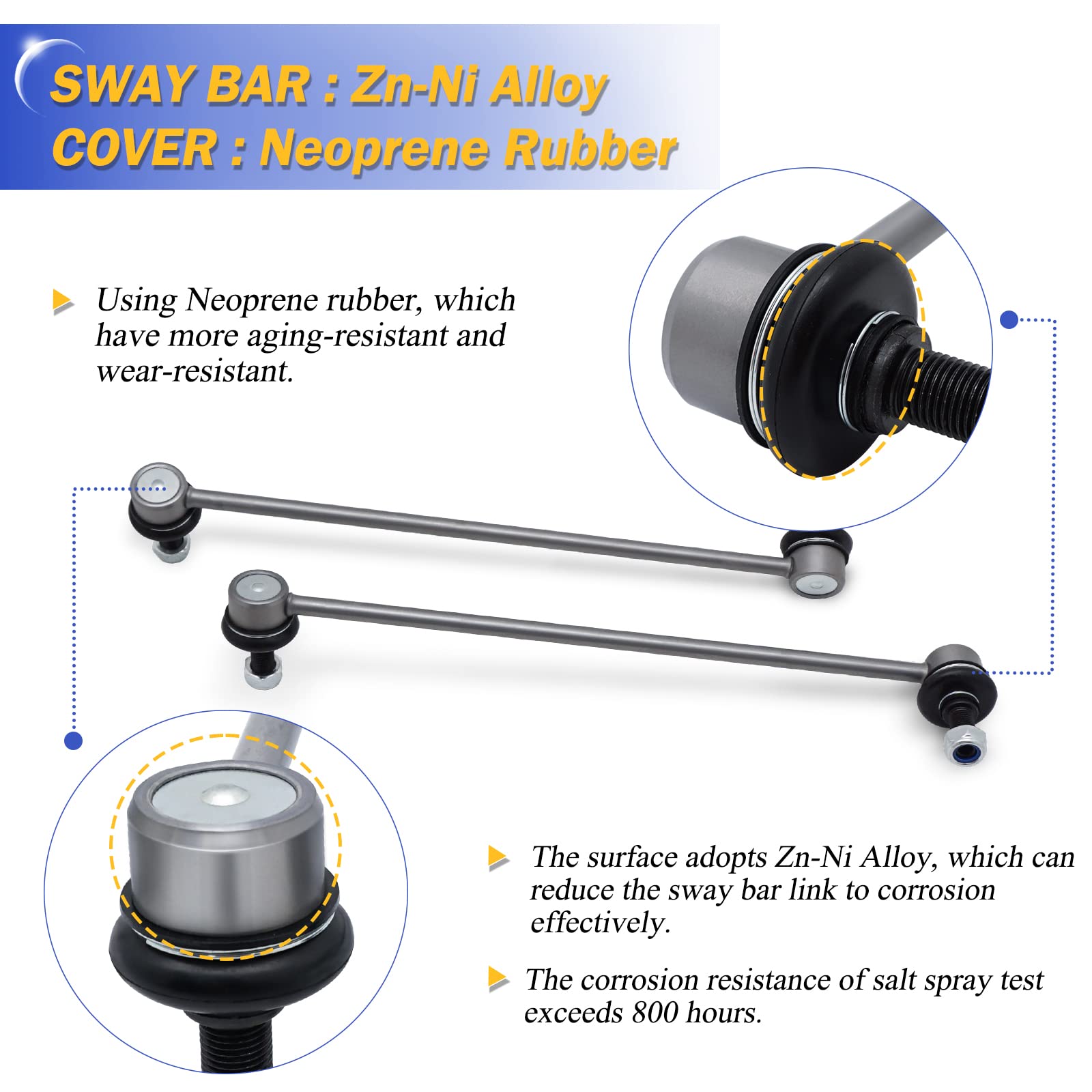 13.82'' Zinc-Nickel Alloy Front Left Right Stabilizer Sway Bar Links For 2011-2012 Hyundai Sonata 2011-2012 Kia Optima 2.0L 2.4L